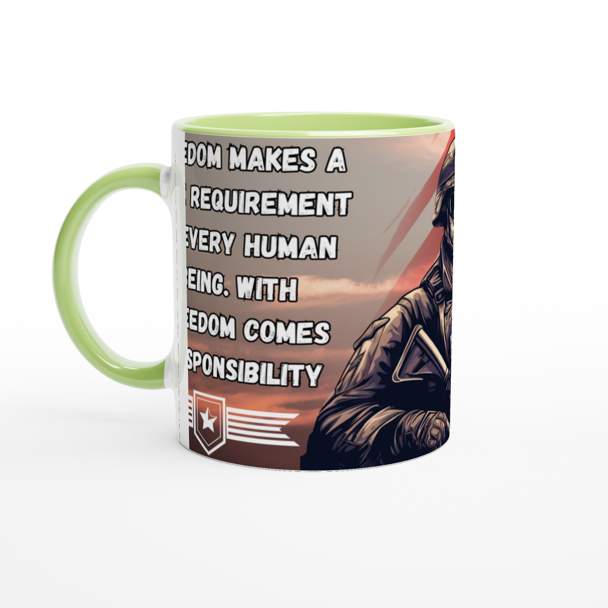 Vit 11oz keramisk mugg med patriotiskt soldatmotiv – välj bland 7 livfulla keramiska färger 7 1b343726-49a7-45f5-87ea-60249ef5e148