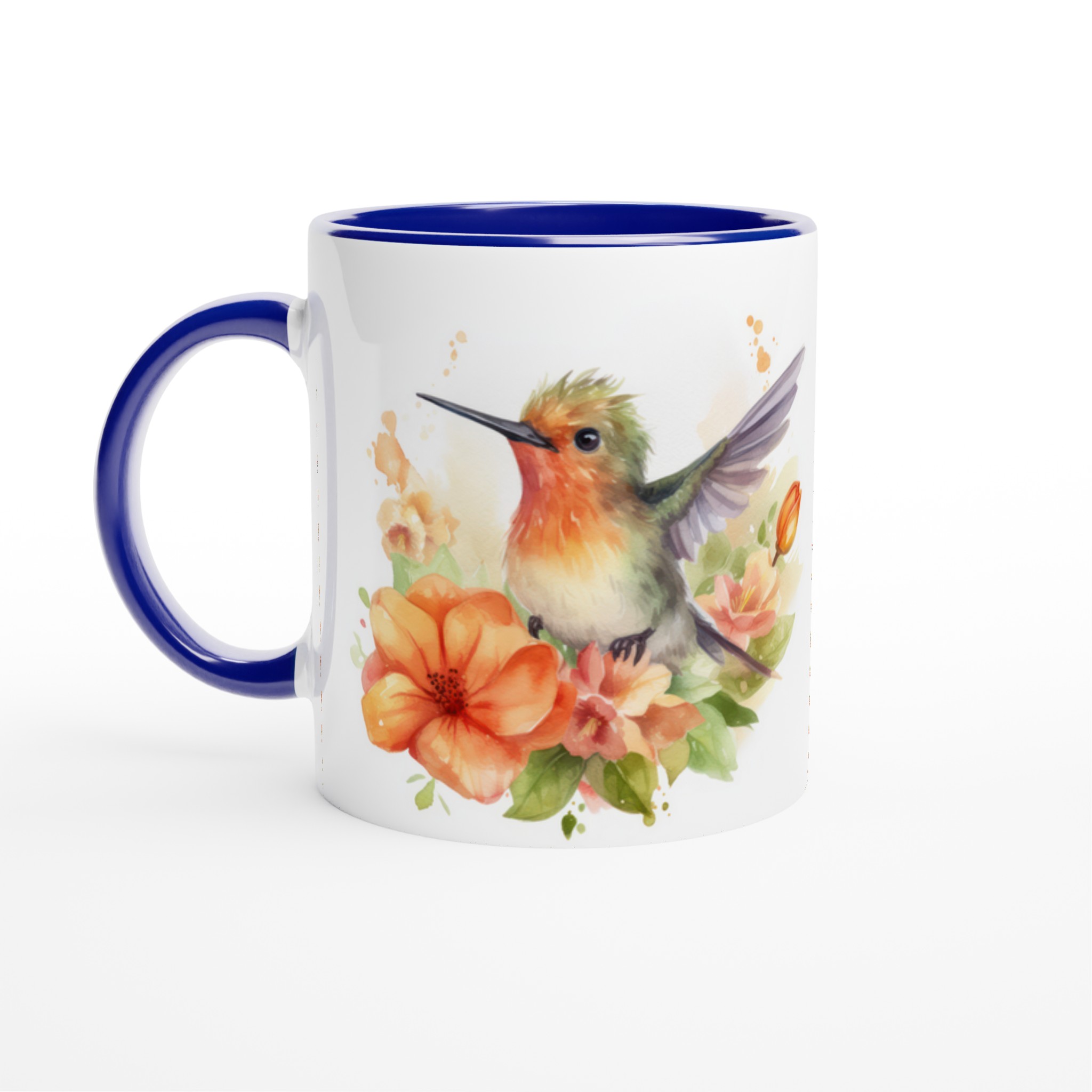 Vit 11oz keramisk mugg med charmig kolibri och blommor – välj din perfekta färgton 2 1b4baa59-5697-4550-9c92-27f2680d405b