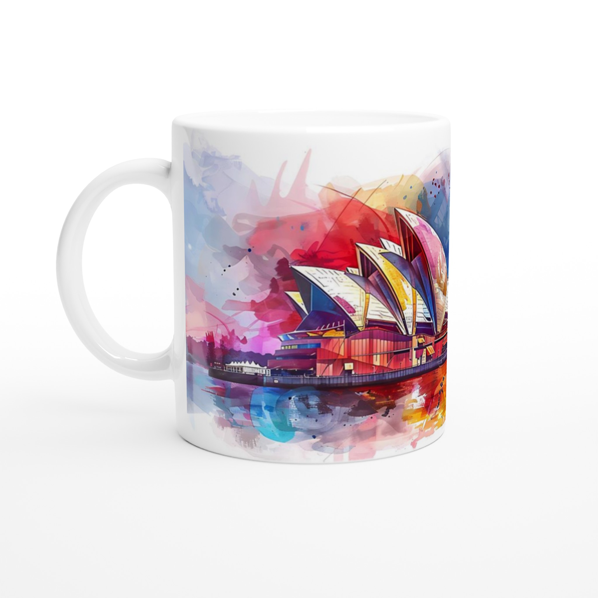 Abstrakt Akvarell Sydney Operahus Mugg – Färgstark Kaffemugg i Premium Keramik, 11oz 1 1b787b53-1c18-4aed-a361-2859264ccaa2