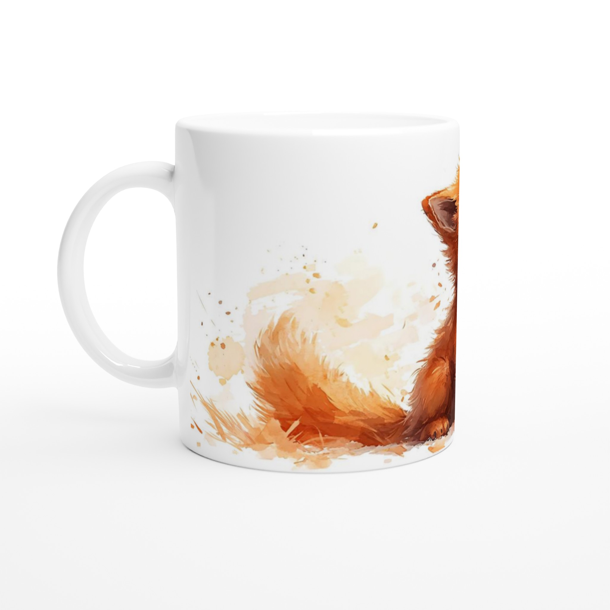 Söt Vattenfärg Rävmugg – Vit 11oz Keramisk Mugg för Kaffe & Te i Flera Färger 1 1bab201b-e3f3-4ece-bcf8-88519ca4d97d