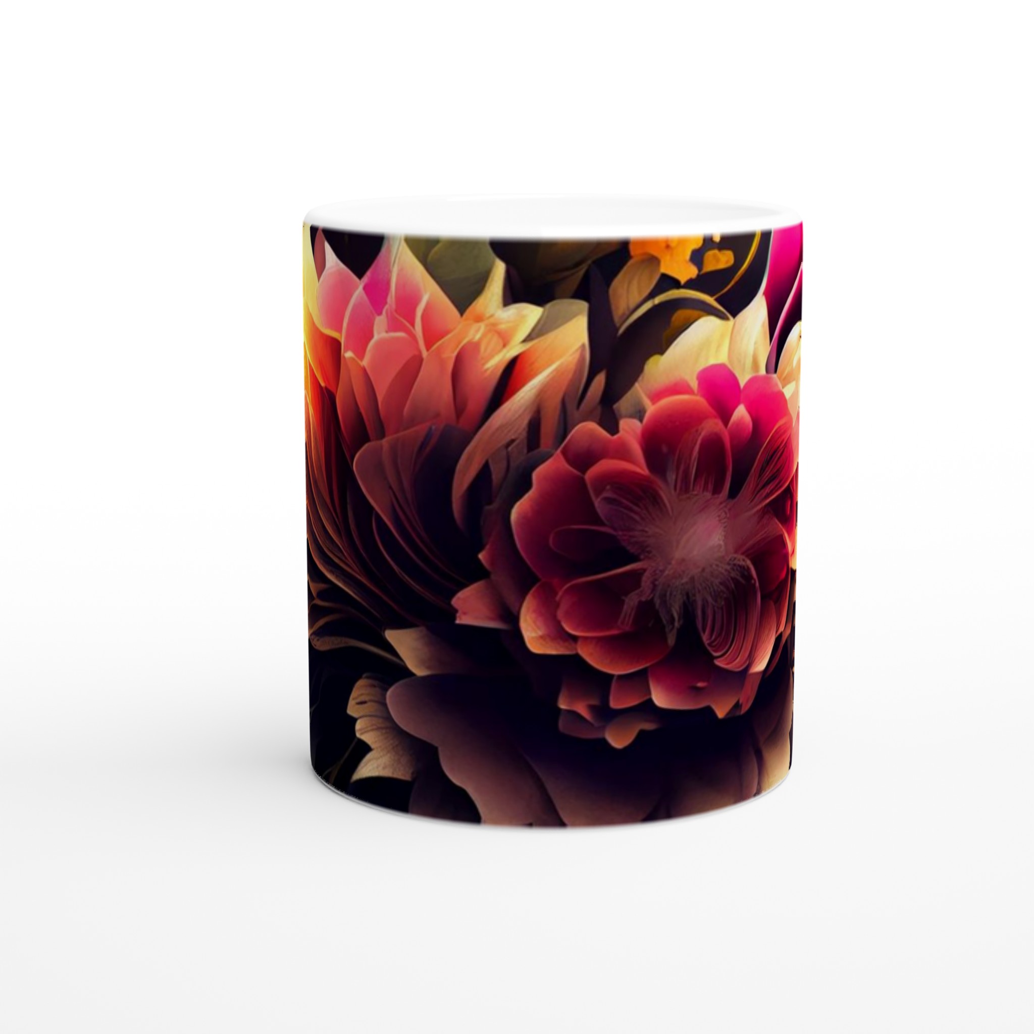 Vit 11oz keramisk mugg med blomstrande konst – välj din favoritfärg 8 1bb88072-b29a-4561-ac90-e217ca4967cc