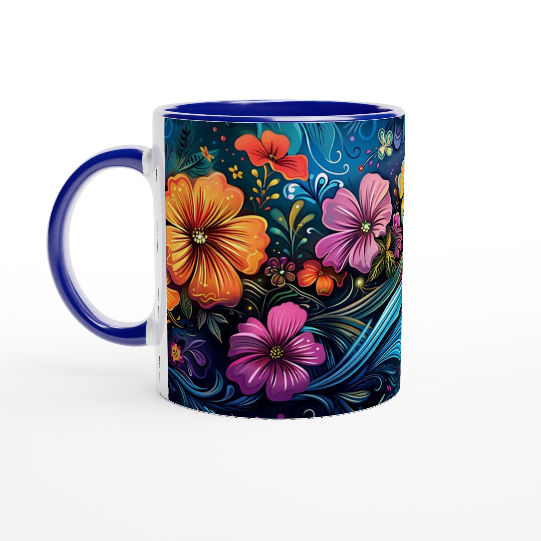 Färgsprakande Blomstermugg – 11oz Keramikmugg med Livfull Konst & Valfri Färg 2 1bfdbd8b-f75e-4d78-95f0-db1ce59b9427