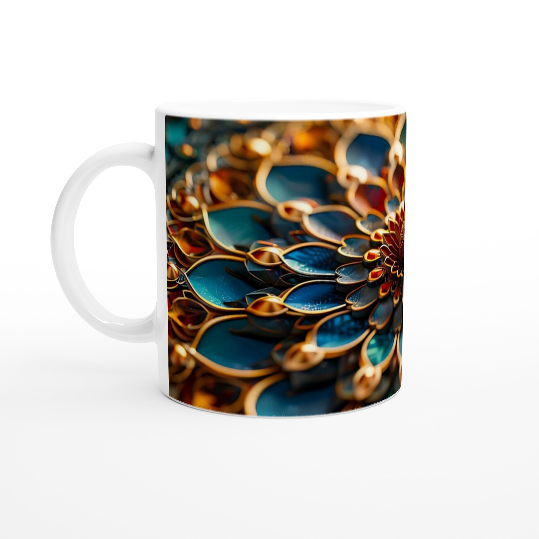Zen Mandala Mugg – 11oz Keramisk Kaffemugg med Lugnande Design i Blått & Guld 1 1c02eb74-b87b-4498-b184-743292fc32bc