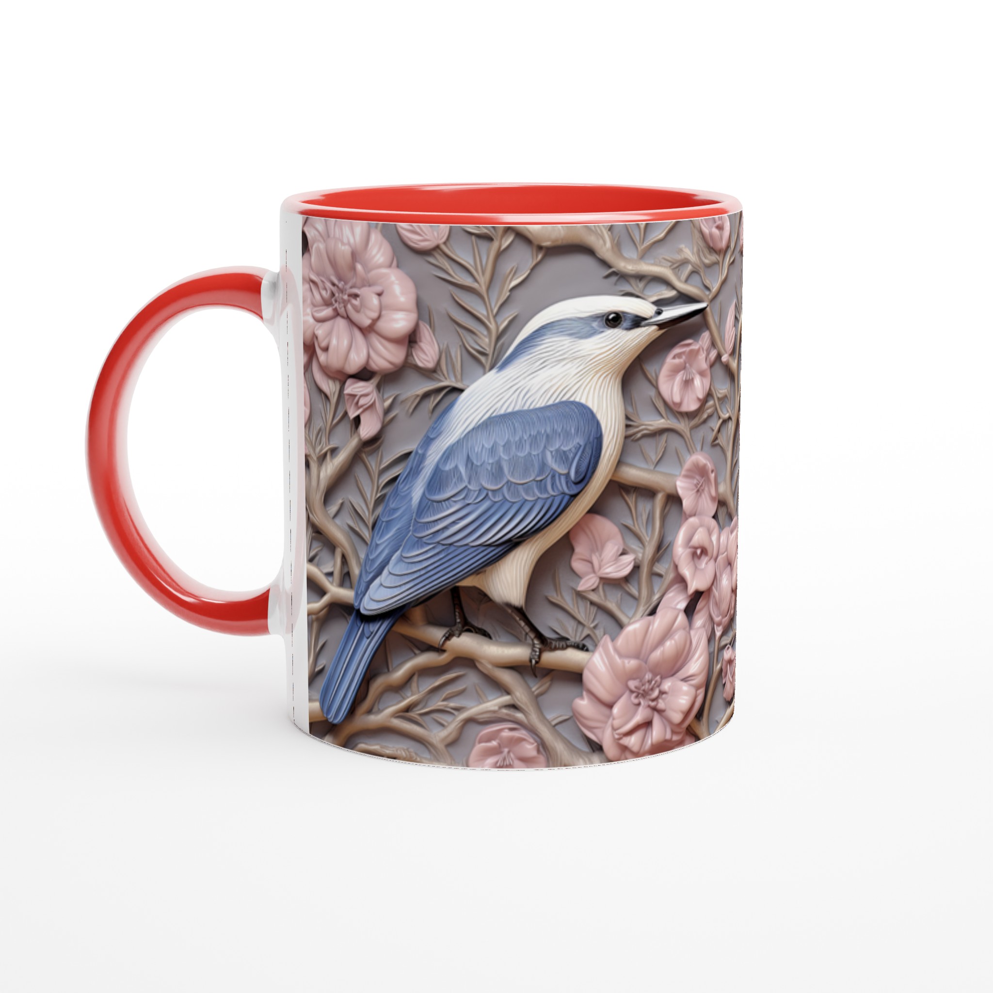 Elegant Ceramic Mug with Bluebird and Blush Floral Art – 11oz Premium Drinkware in Your Choice of Color 5 1c0b55e9-3543-4787-97fc-7b9753f880f5