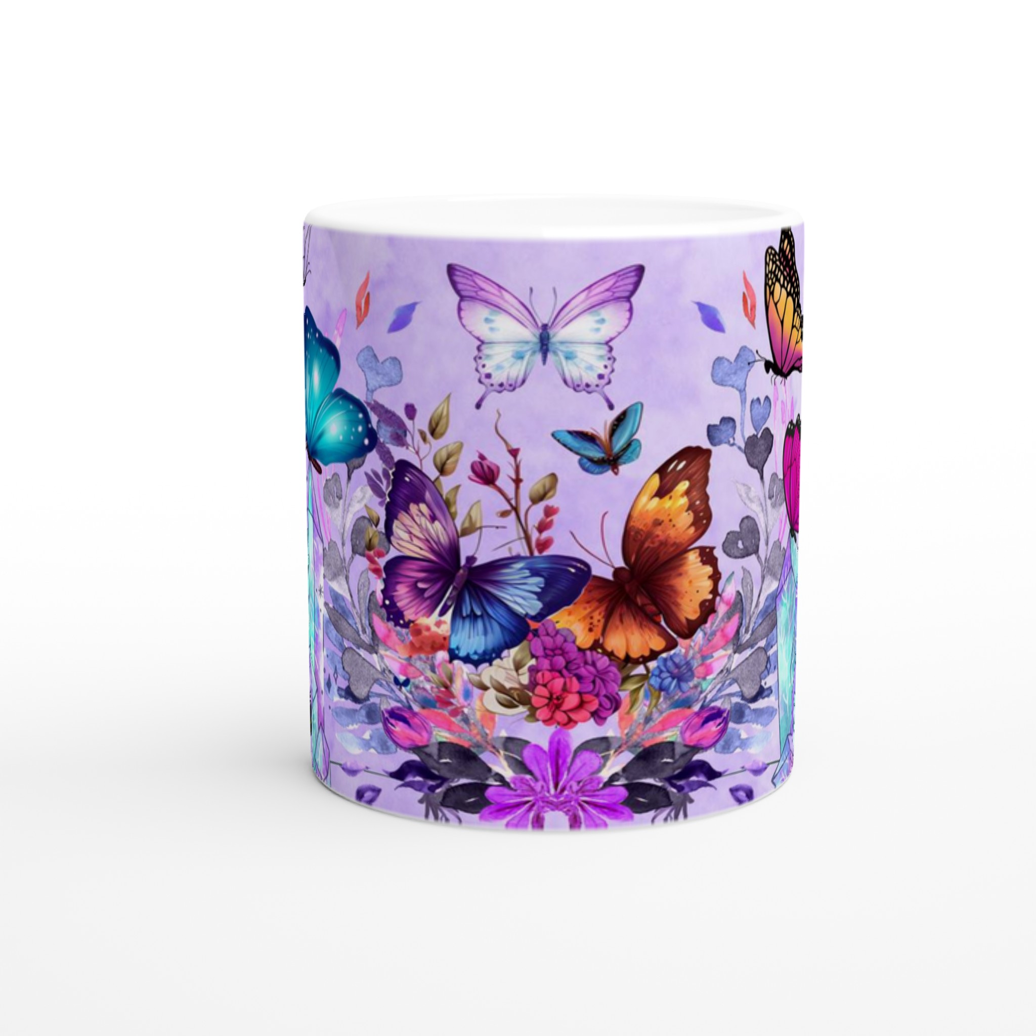 Vit 11oz keramisk mugg med färgstarka fjärilar – välj bland flera levande keramfärger 8 1c22650a-4b42-4e3c-9b65-f904cdf85295