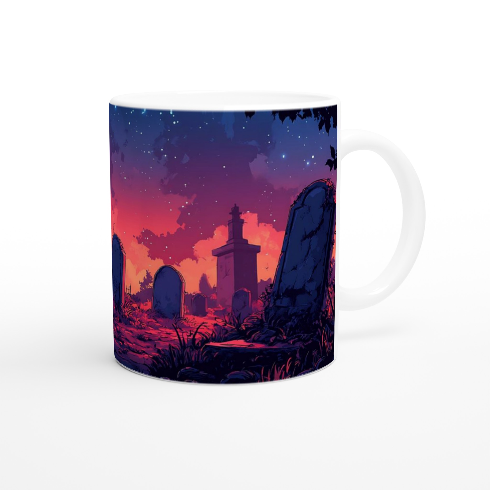 Spöklik Kyrkogård vid Skymningen 11oz Keramisk Mugg – Drömsk Gotisk Design i Ditt Val av Färger 9 1c3da98d-4e30-4dd9-b3a7-4a01362924c6