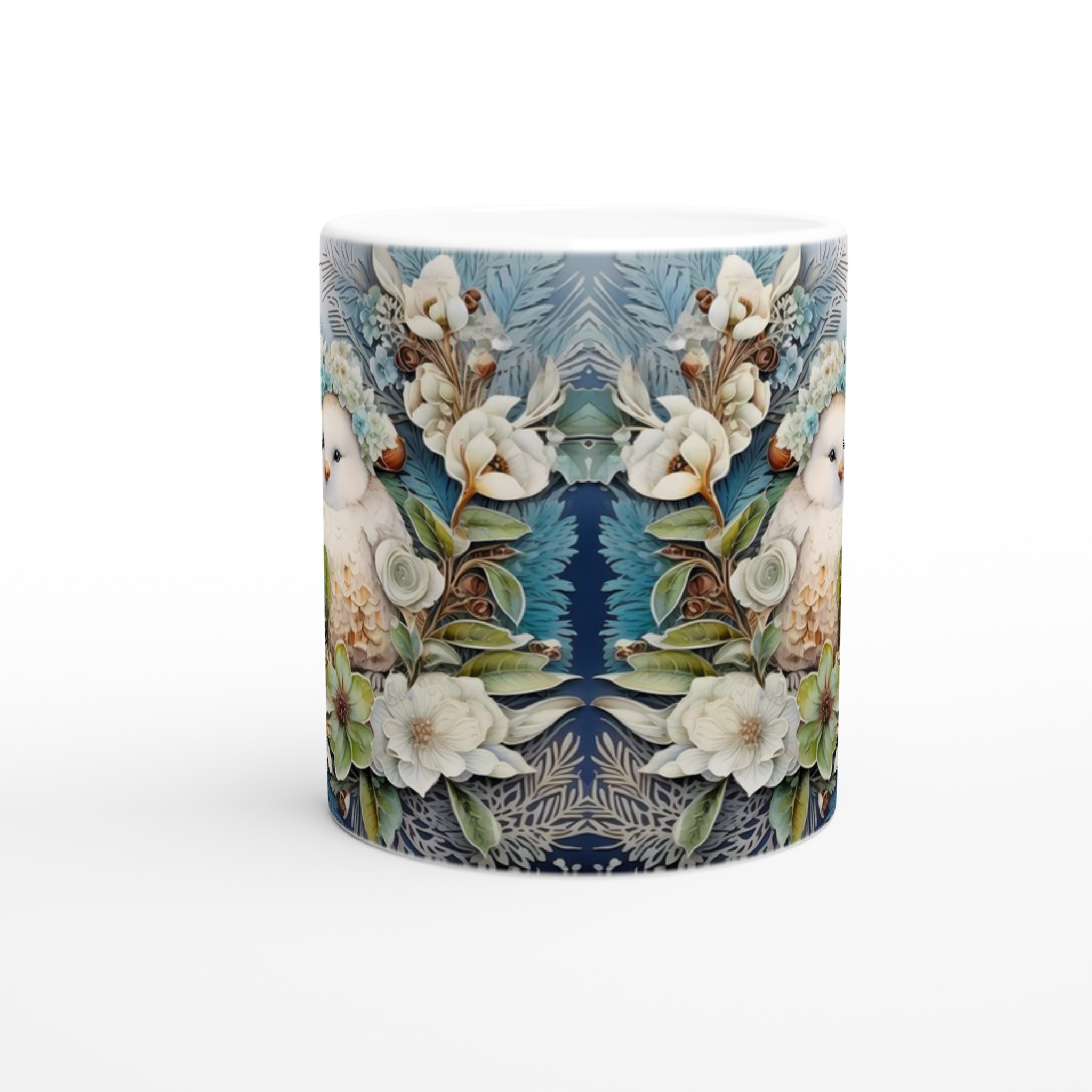 Charming Vinterfåglar Mugg – Söt Design med Blå Blomster & Fåglar, 11oz Keramikmugg i Valfri Färg 8 1c5f017e-02e8-42f9-878c-b6322aac1c8b