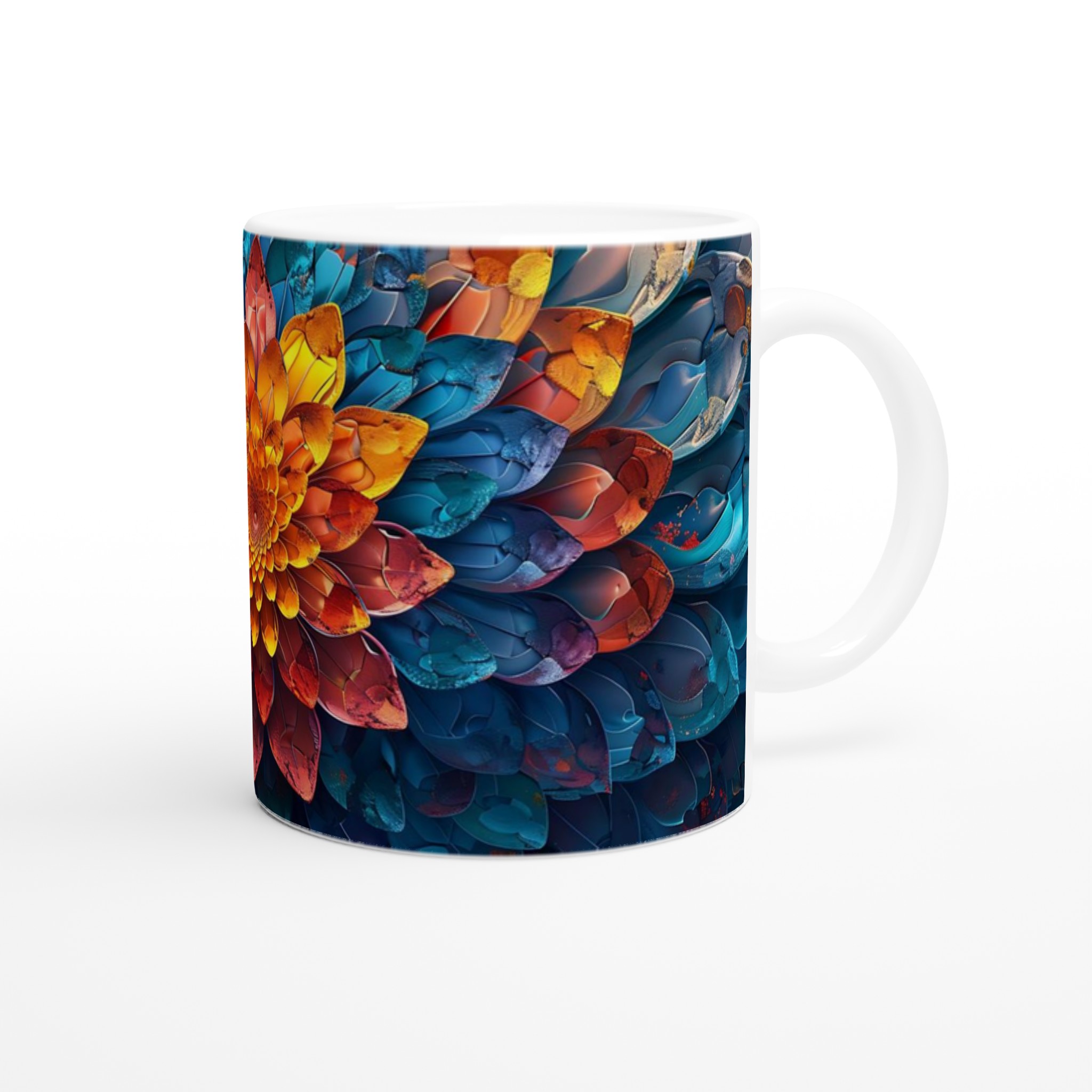 Abstrakt Blommig 11oz Keramisk Mugg – Konstnärlig Kaffekopp i Klara Färger 9 1cd0237d-3d60-4487-95f8-219b7e8e814d