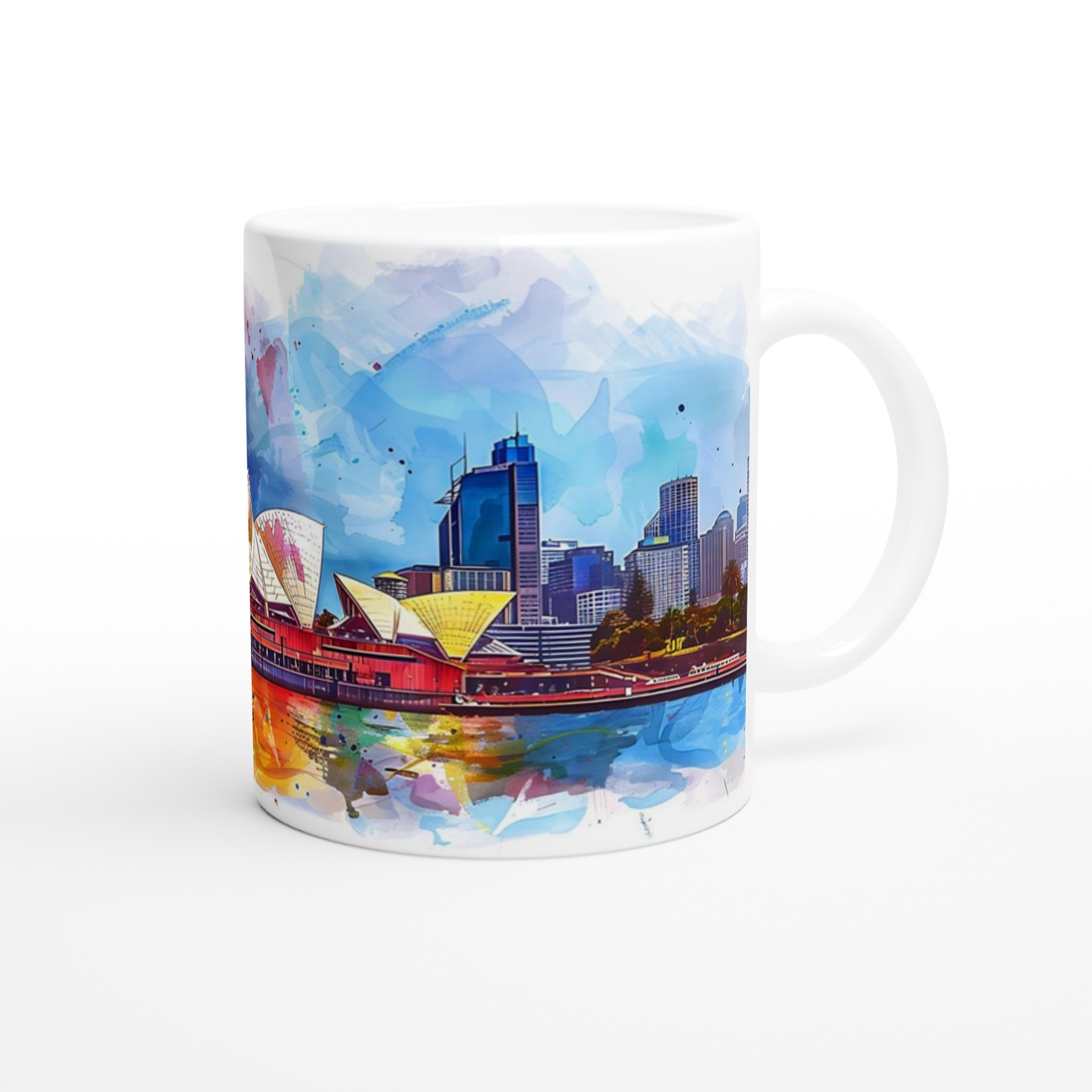 Abstrakt Akvarell Sydney Operahus Mugg – Färgstark Kaffemugg i Premium Keramik, 11oz 9 1cee91fa-0831-4b30-bc16-b56ada0f61ec