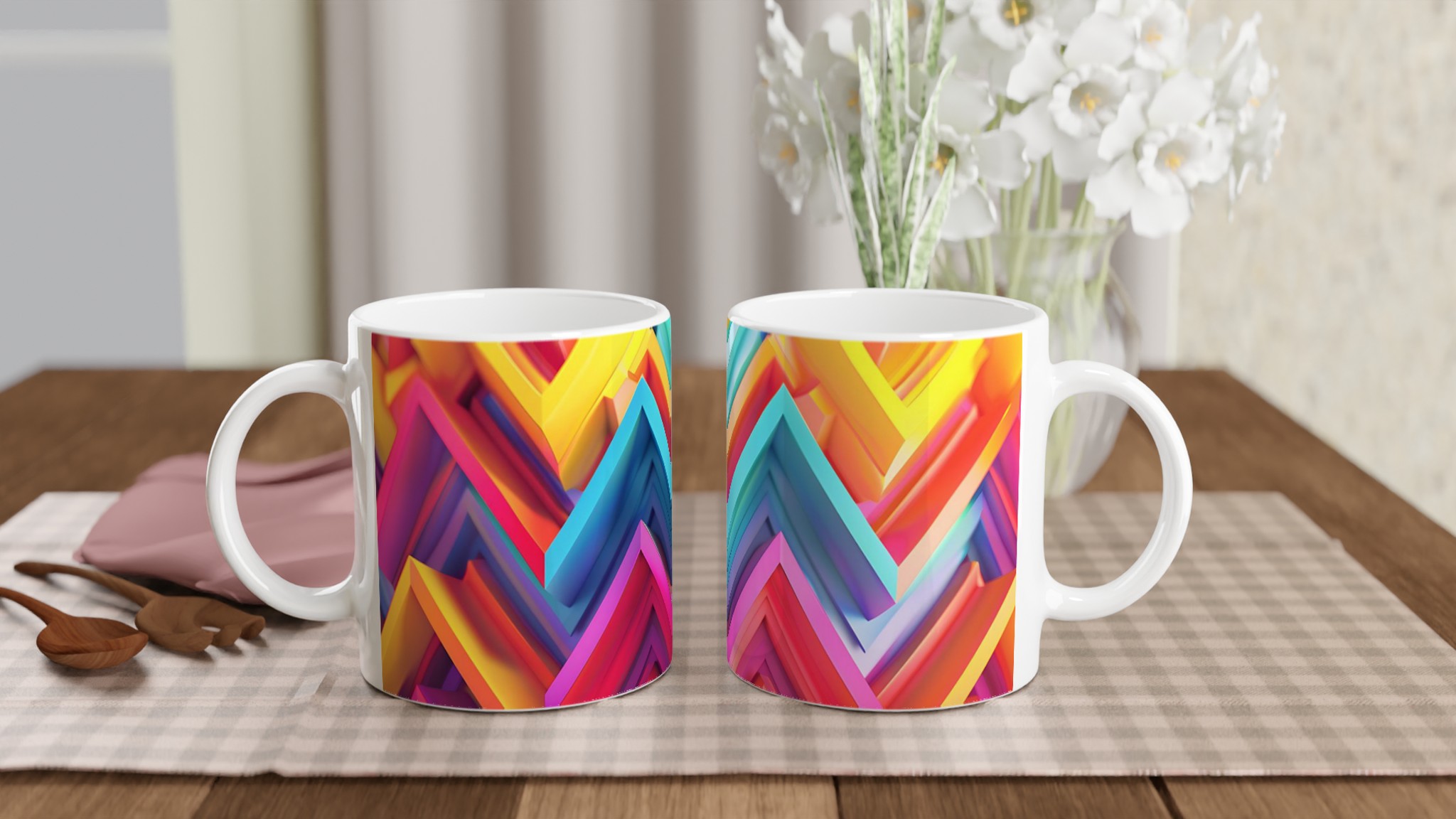 Abstrakt Chevron Keramikmugg - 11oz, Levande Färgval 10 1d0d5d7f-c0a3-4c6d-9c47-c500a4a01c31