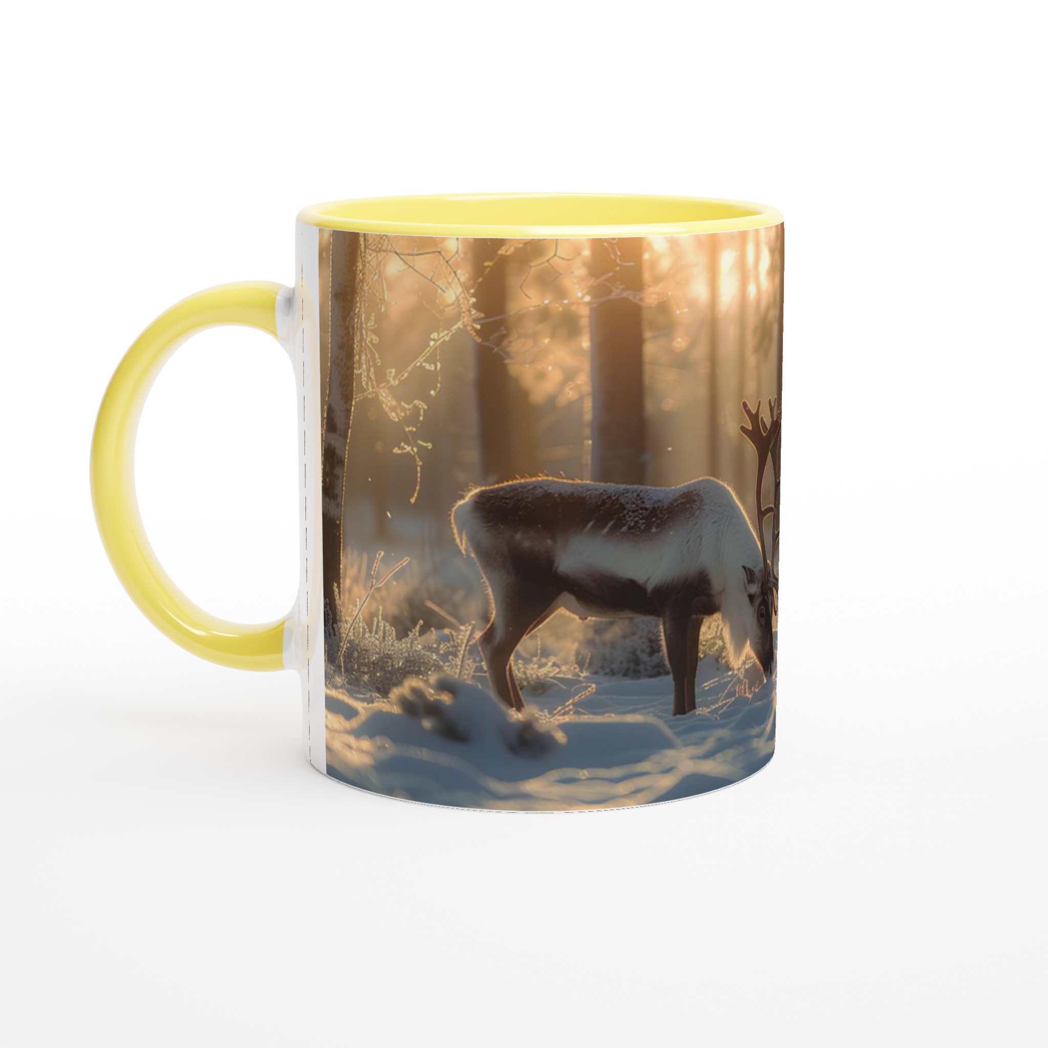 Nordisk Vintersaga Mugg – Magiskt Motiv med Ren i Solnedgång, 11oz Keramikmugg i Valfri Färg 3 1d13ebc6-1d0a-4c3c-b3ec-71c833c921f7
