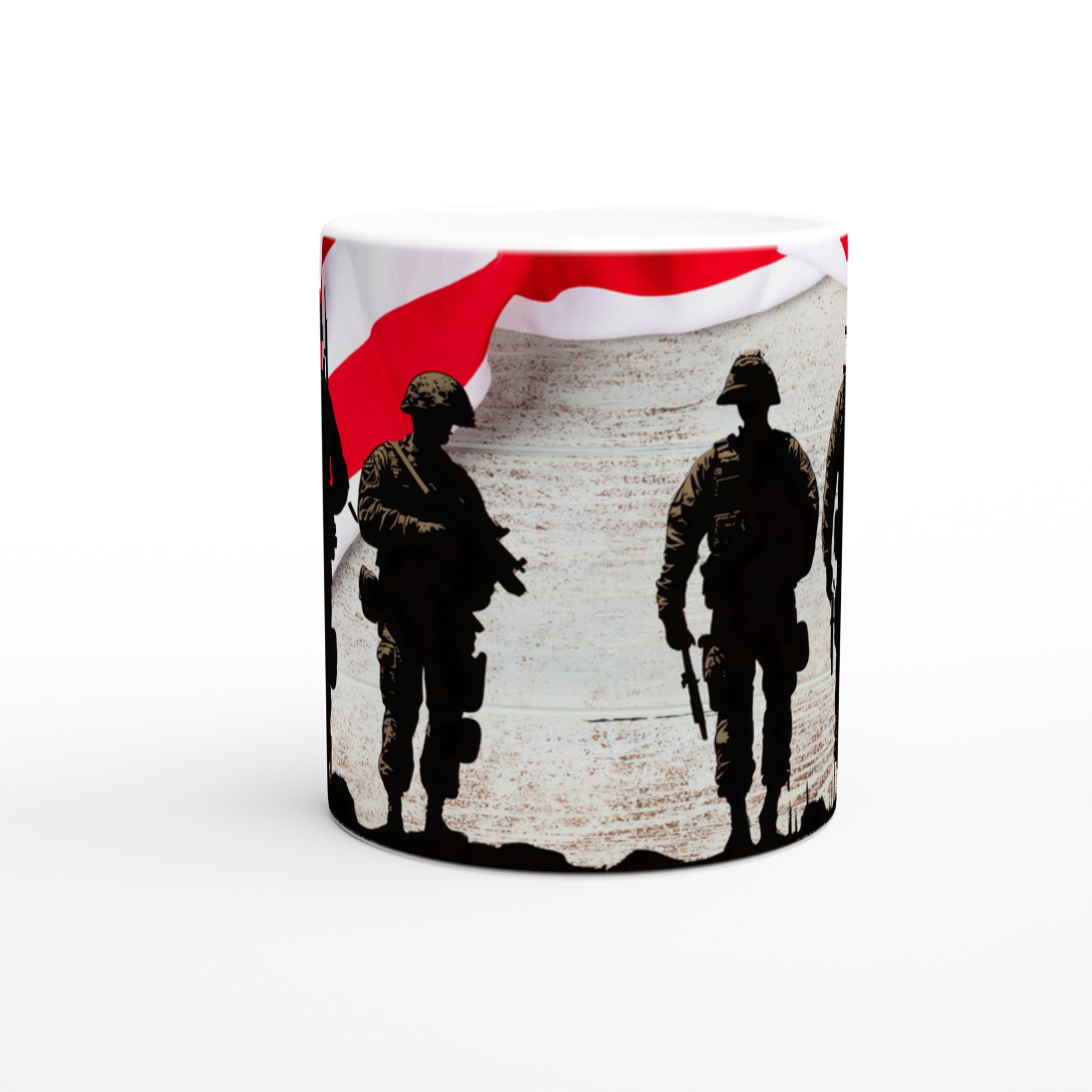 Vit 11oz keramisk mugg med patriotiskt soldatmotiv – välj bland sju färgstarka keramiska nyanser 8 1d57668a-df53-45fd-8ec0-da013a512e49