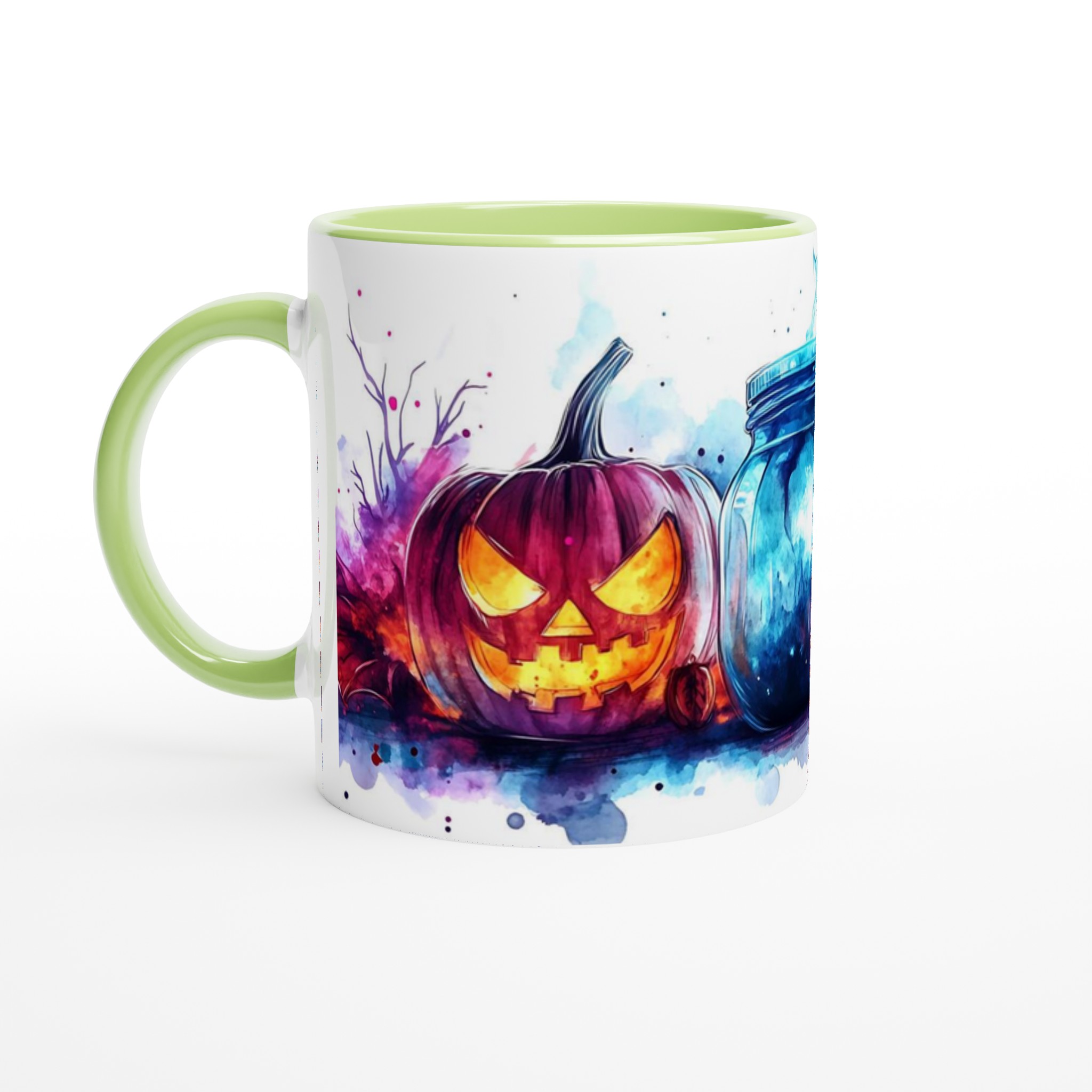 Spooky Watercolor Halloween Mugg – Jack-o'-Lantern & Mystisk Burk i Färgstarka Tryck 7 1d71a8fd-7de3-4a21-ac20-38cee5de81a9
