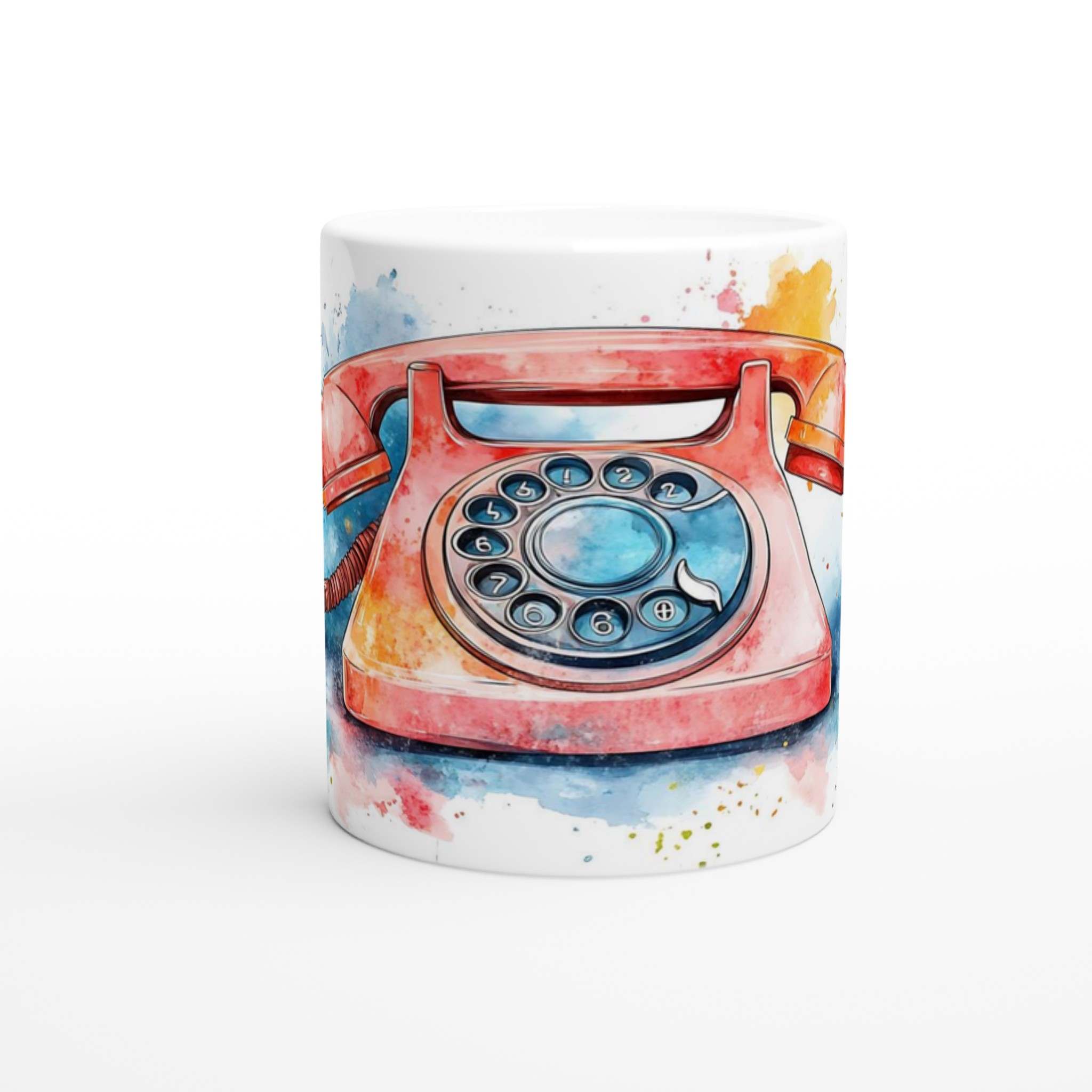 Retro Vattenfärg Telefonmugg – 11oz Keramisk Kaffekopp i Valfri Färg! 8 1d7de172-94b0-4c82-81d7-e1973cde984e
