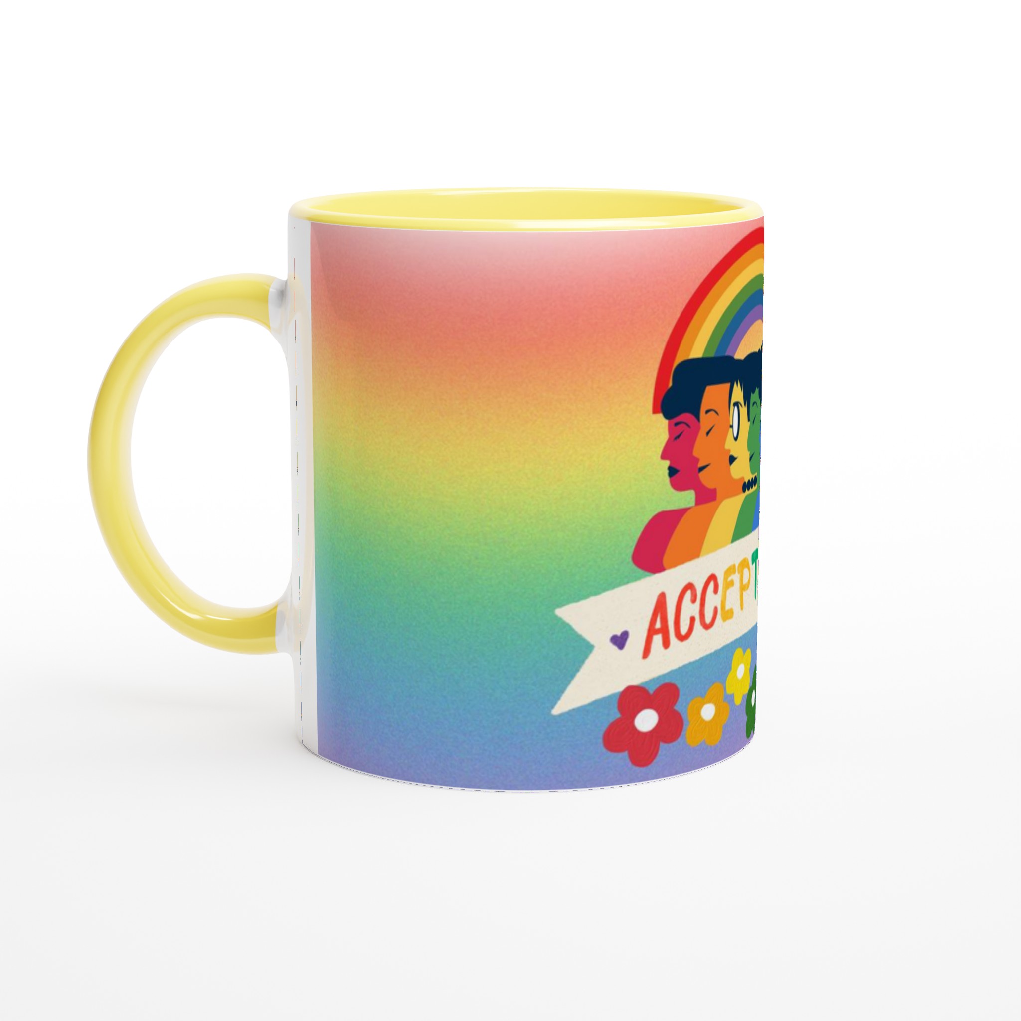 Vit 11oz keramisk mugg med colorfullt Acceptansmotiv – välj bland sju livfulla keramiska färger 3 1da5d898-71a3-4057-a73c-30fcdd9fe3f6