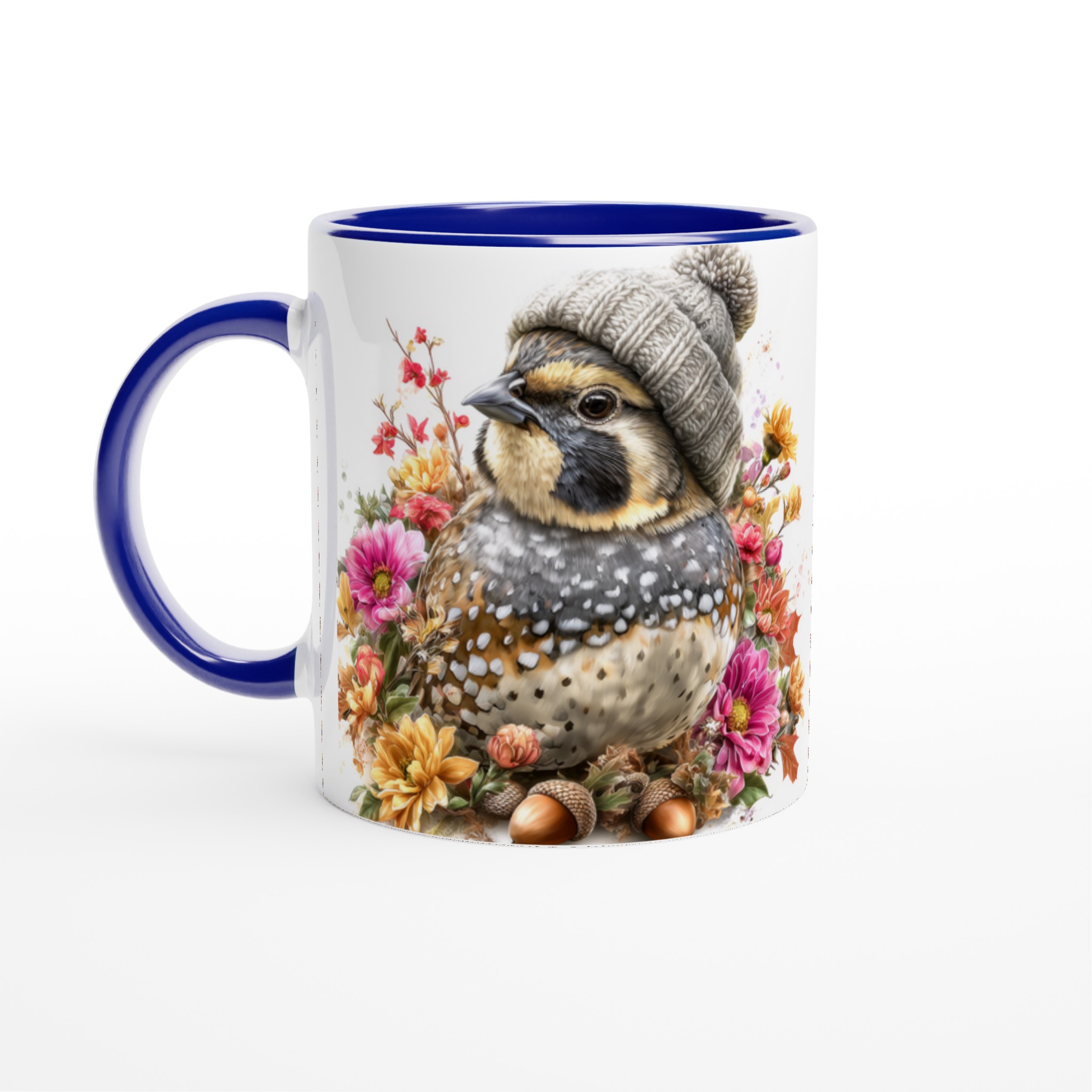 Vit 11oz keramisk mugg med charmigt vinterfågelmotiv i valfri färg 2 1dcdb6a6-998c-49a4-a3d3-128aad078e5d