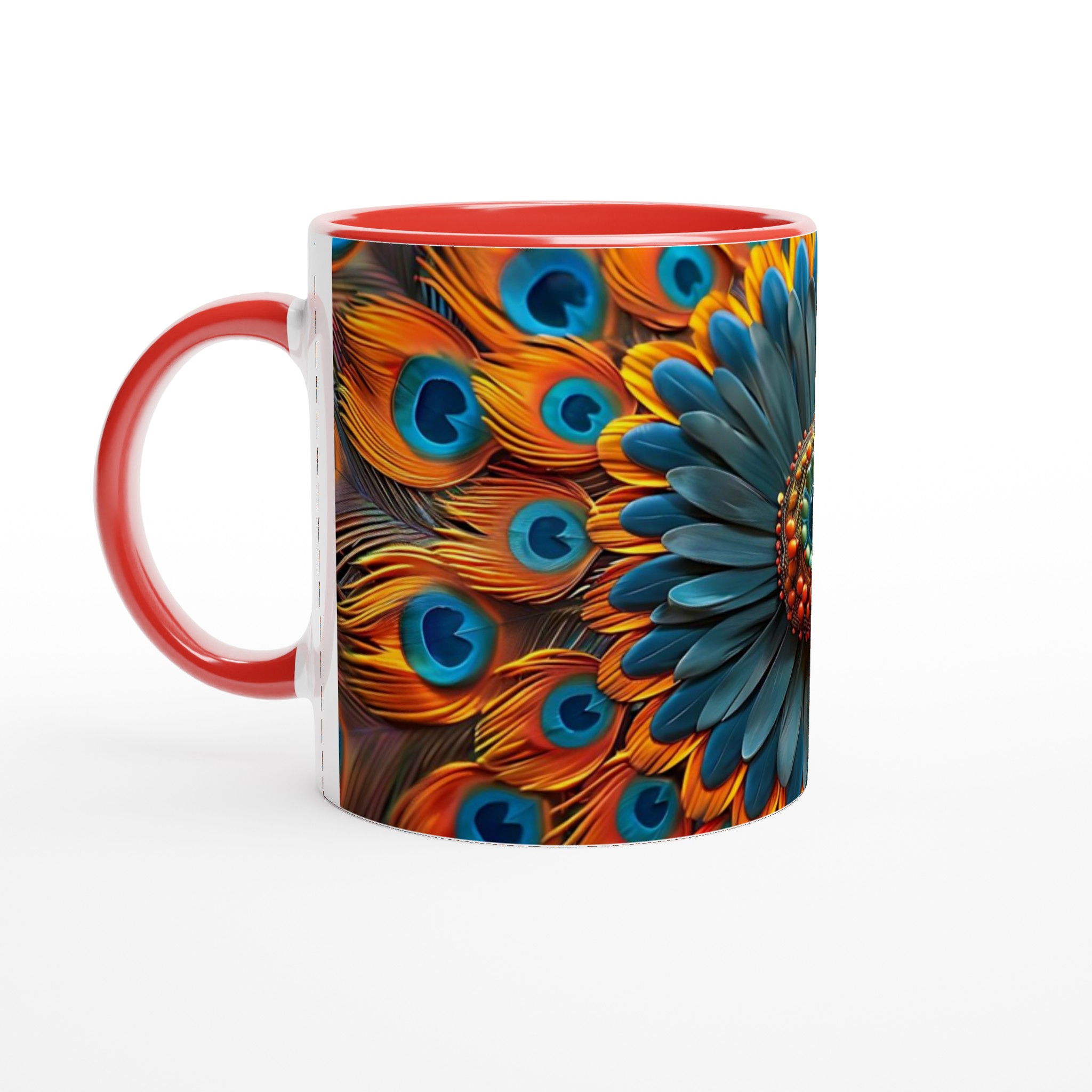Påfågelinspirerad Keramisk Mugg 11oz - Konstnärliga Fjädrar i Starka Färger 5 1ddf4b81-fcc3-4604-b73c-ac6c40b54131