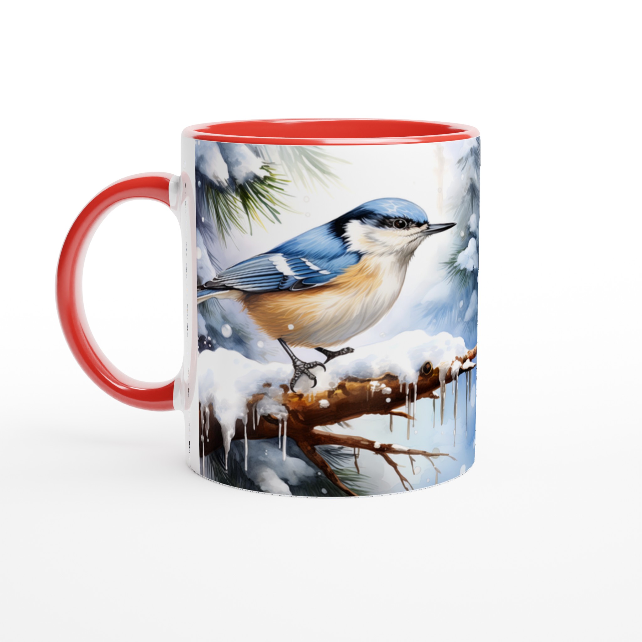 Vit 11oz keramisk mugg med vintrig fågelskönhet i flera färgalternativ 5 1e2f0558-8d7e-442e-bf31-9e10b7f44673
