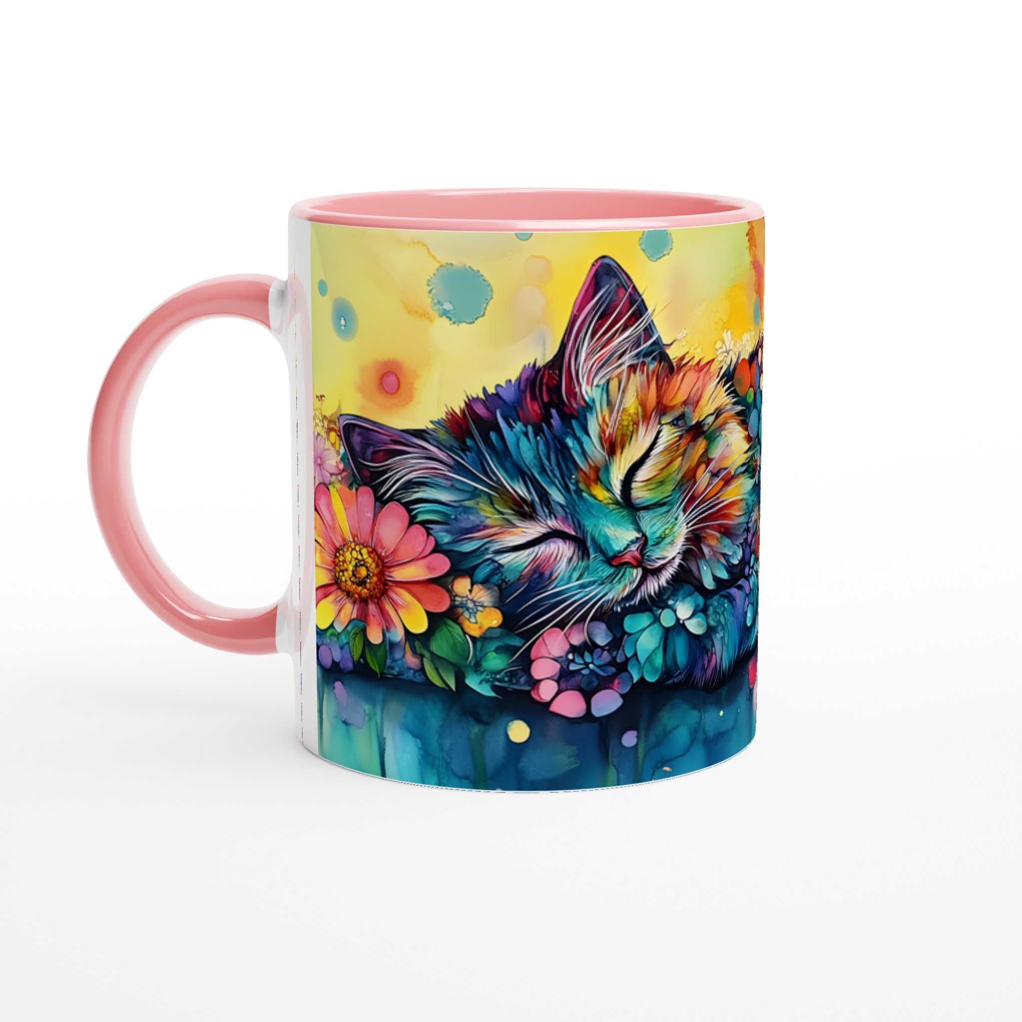 Färgsprakande Drömkatt Keramikmugg – 11oz Konstnärlig Kaffekopp i ditt val av 7 nyanser 6 1e339ffb-1167-405f-b9e6-4556c7345efc