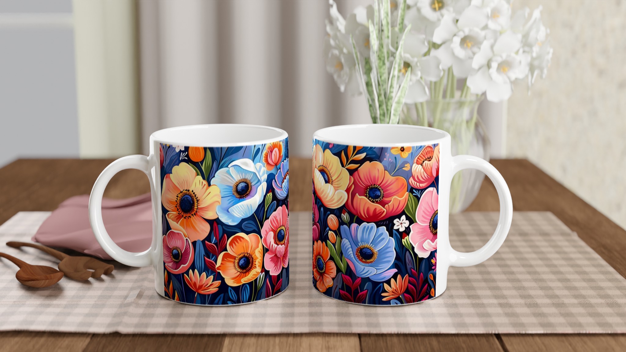 Färgsprakande Blomstermugg – 11 oz Keramisk Mugg för Kaffe & Te i Sju Levande Färger 10 1e365d65-e489-43ab-bef6-5d01ce5503cc