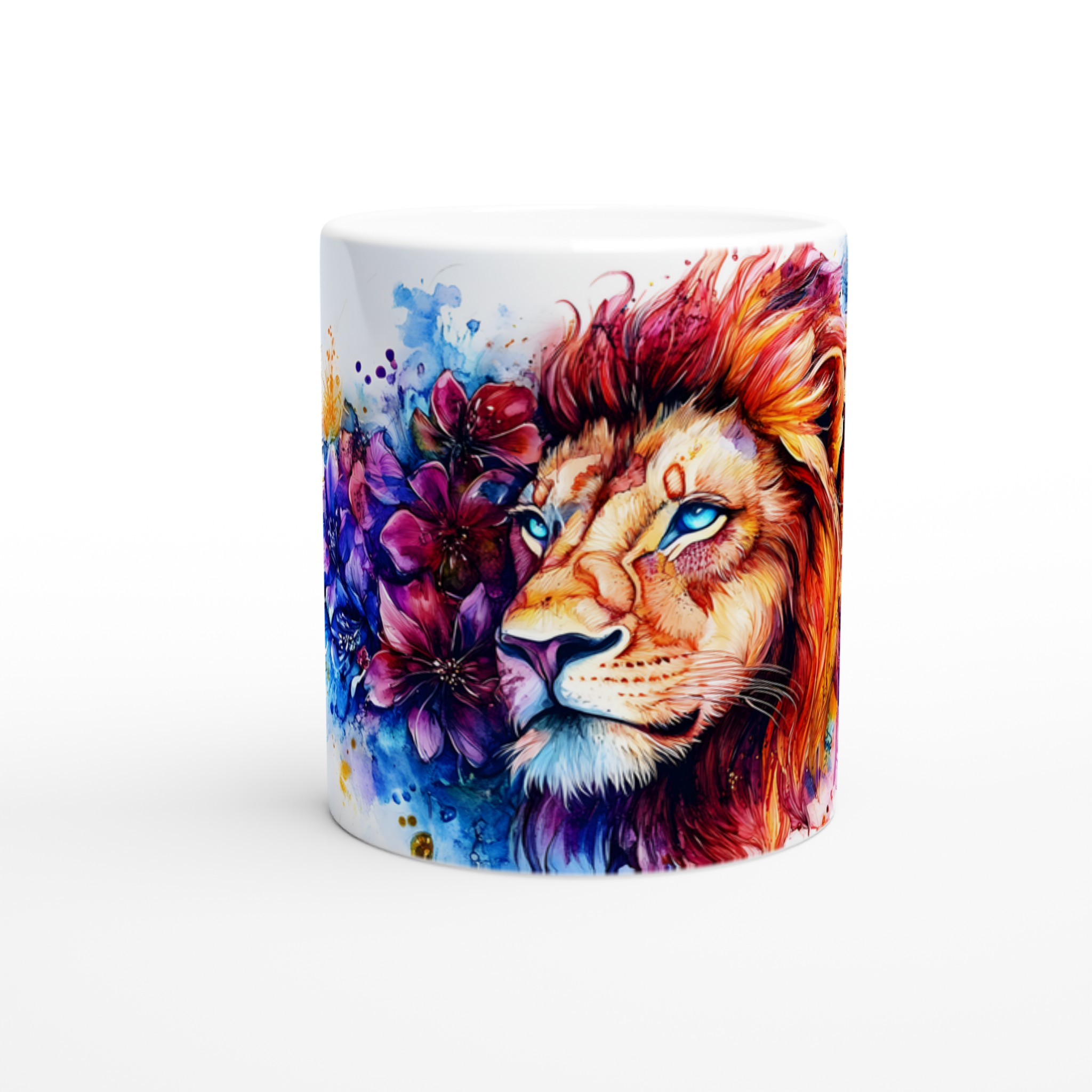 Majestätisk Lejonmugg: Akvarellkonst i Levande Färger – 11oz Keramikmugg 8 1e551605-4ece-460e-b490-4bd504303925