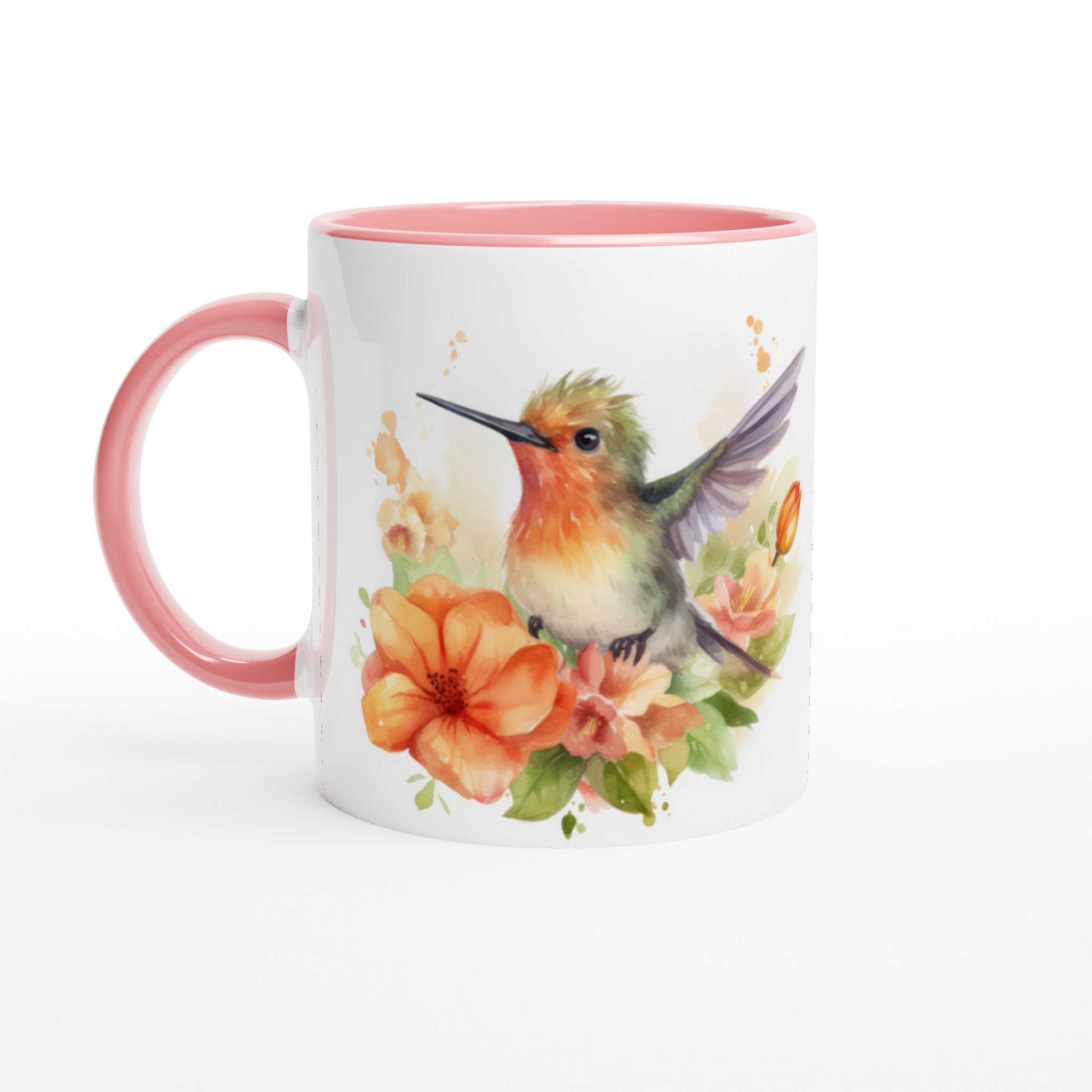 Vit 11oz keramisk mugg med charmig kolibri och blommor – välj din perfekta färgton 6 1e5cb8e0-d65e-41da-ac34-6d83fbae2284