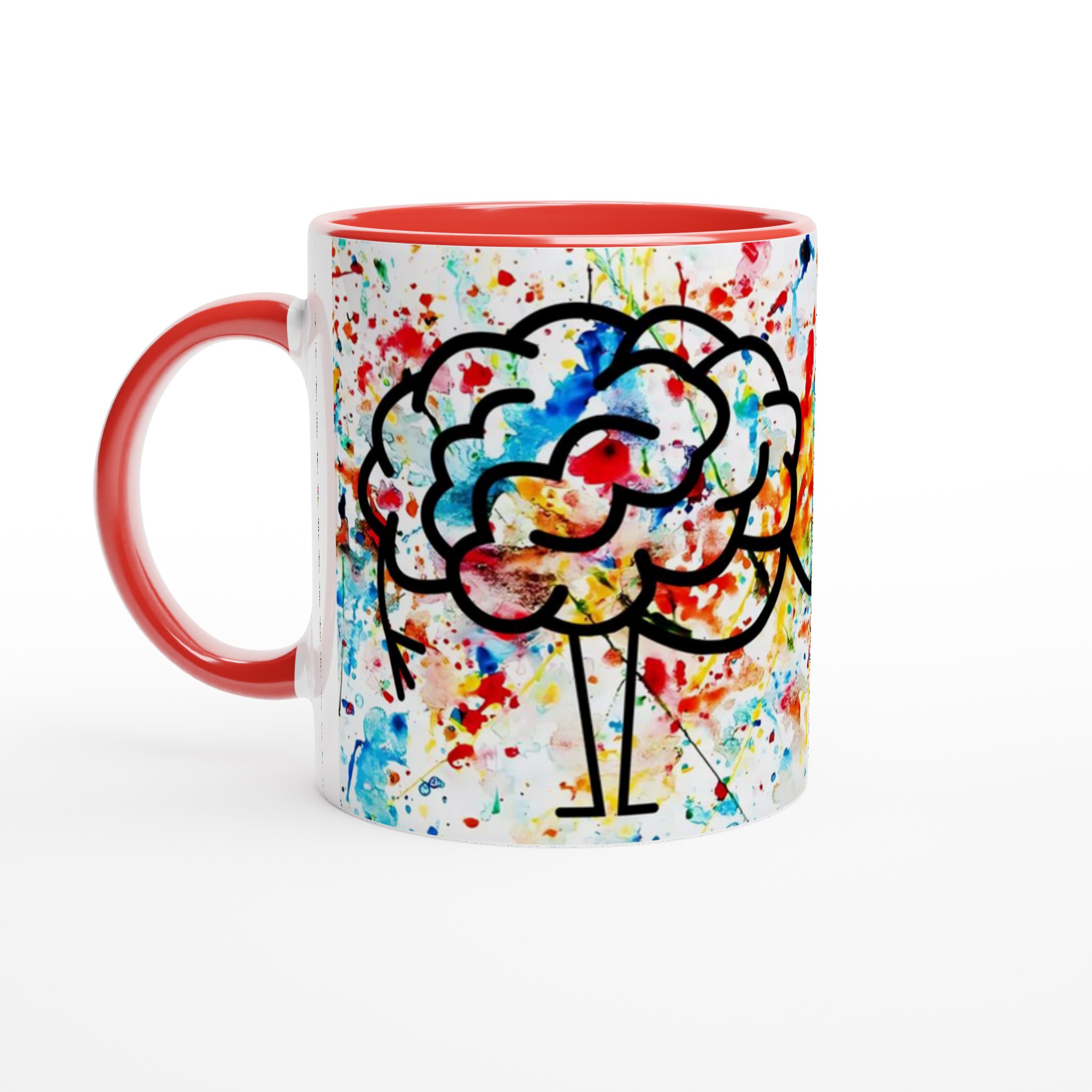 Vit 11oz keramisk mugg med färgsprakande kreativt hjärta & hjärna-motiv i flera färger 5 1eabe4df-907f-4fd4-bf1e-5f4a2cb2784e