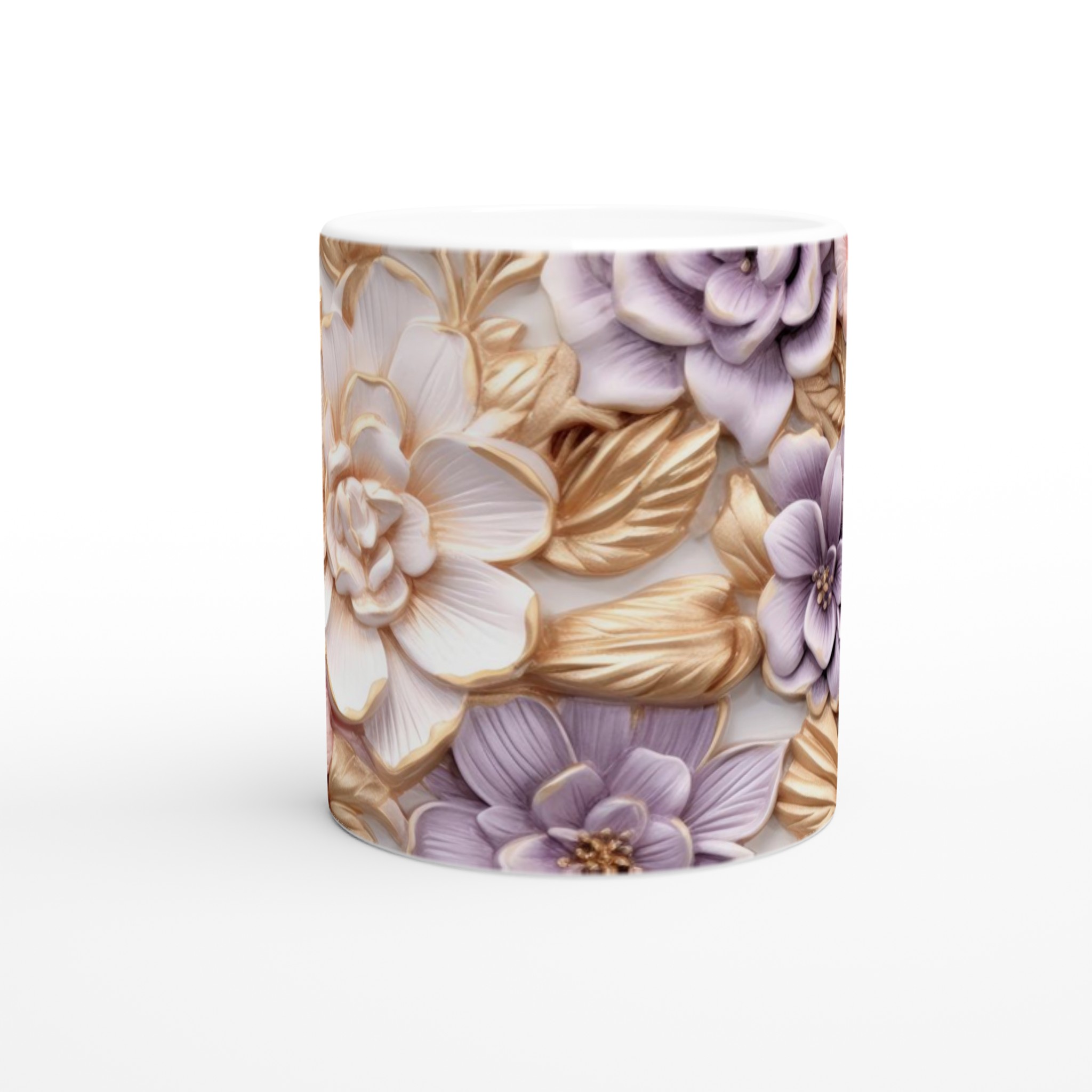 Vit 11oz keramisk mugg med elegant blomsterdesign i flera färger 8 1eb1f3b9-8d61-411c-aaef-178bedc2729a