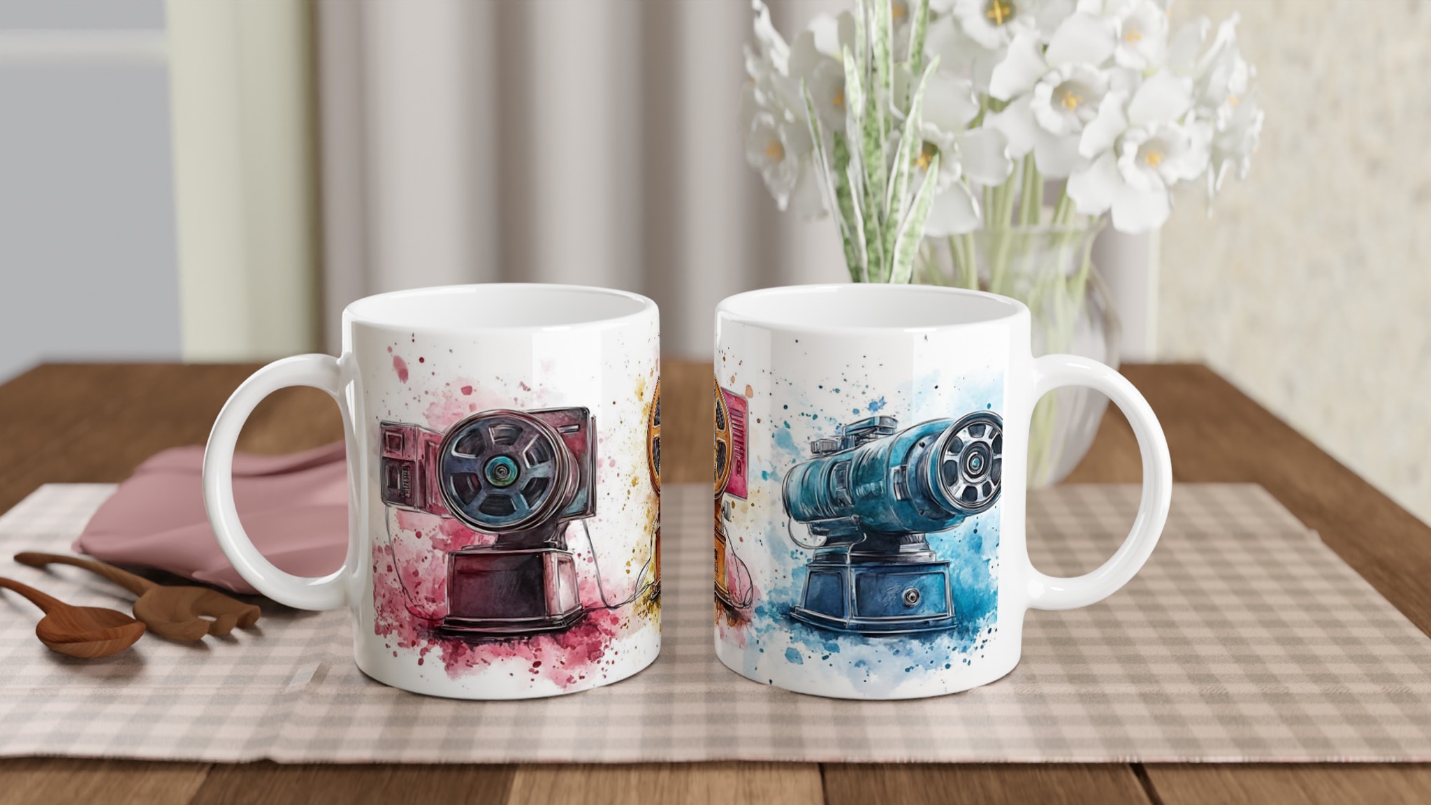 Retro Filmprojektor Akvarell Mugg - Välj din färg 10 1ecbdf73-9ee4-4537-b0a9-f8774ee33182