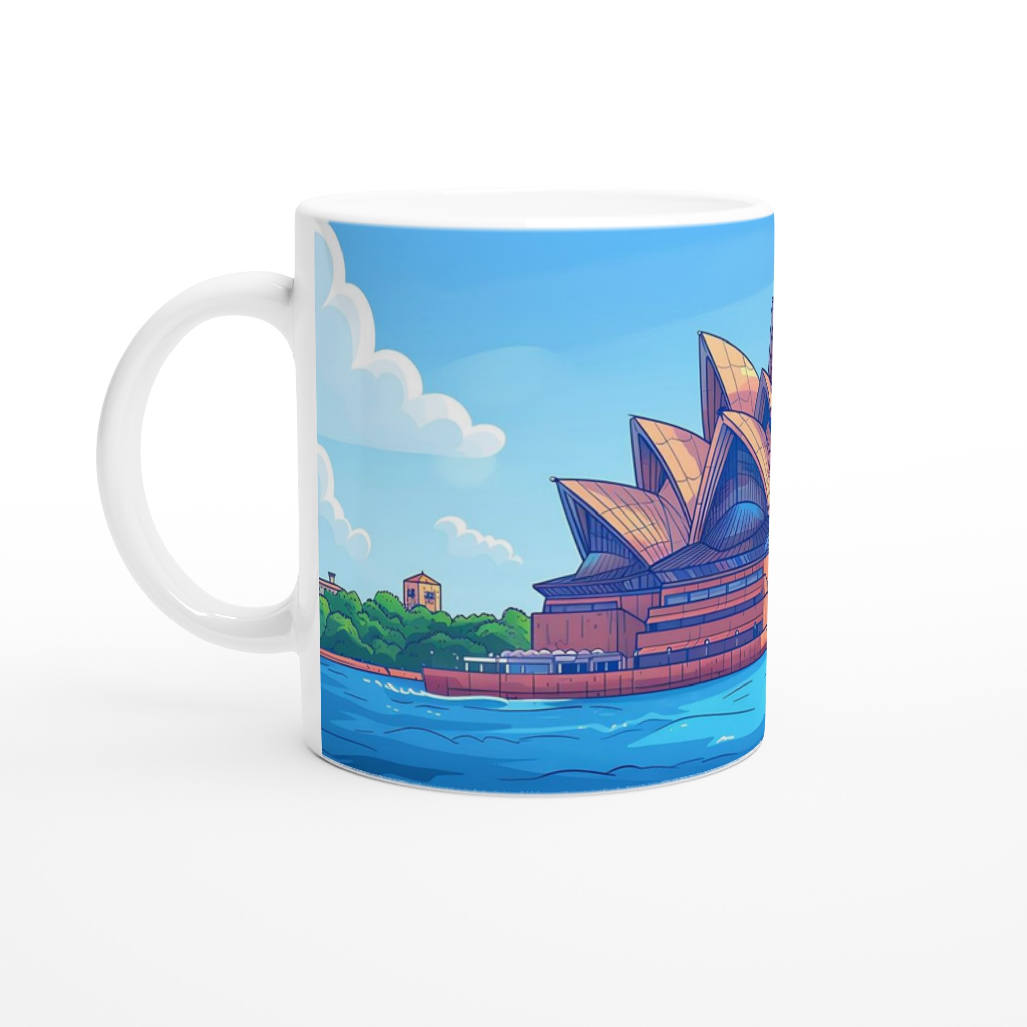 Sydney Opera House Cartoon Mugg – Levande Stadsbild i Klarblåtoner, Välj Din Favoritfärg! 1 1ee71ee4-bd70-49c9-a732-2d6f8422b248