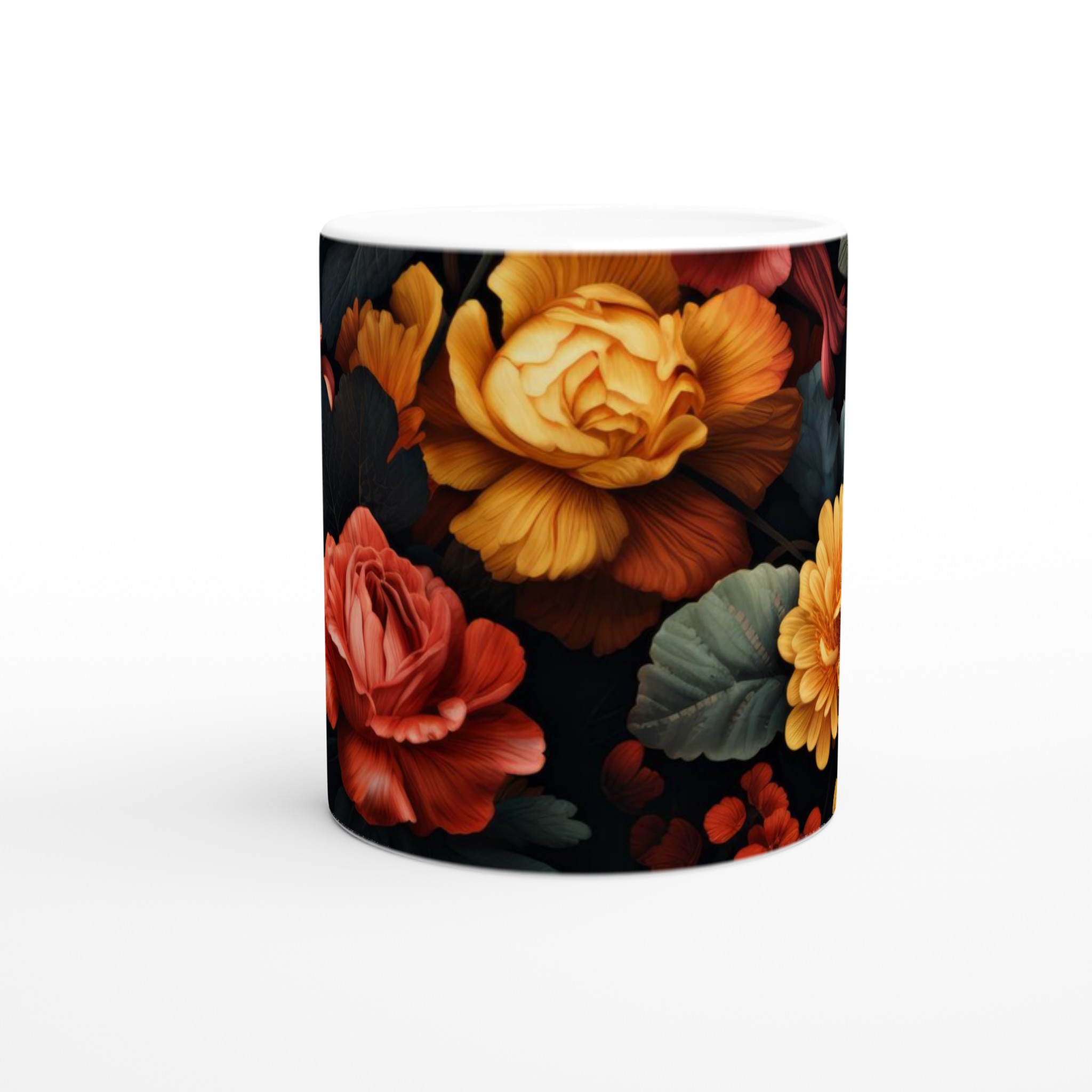 Vit 11oz keramisk mugg med djärva, blomsterinspirerade färger i din valda kulör 8 1f2d71a3-9054-4e87-beab-4dad8680b20f