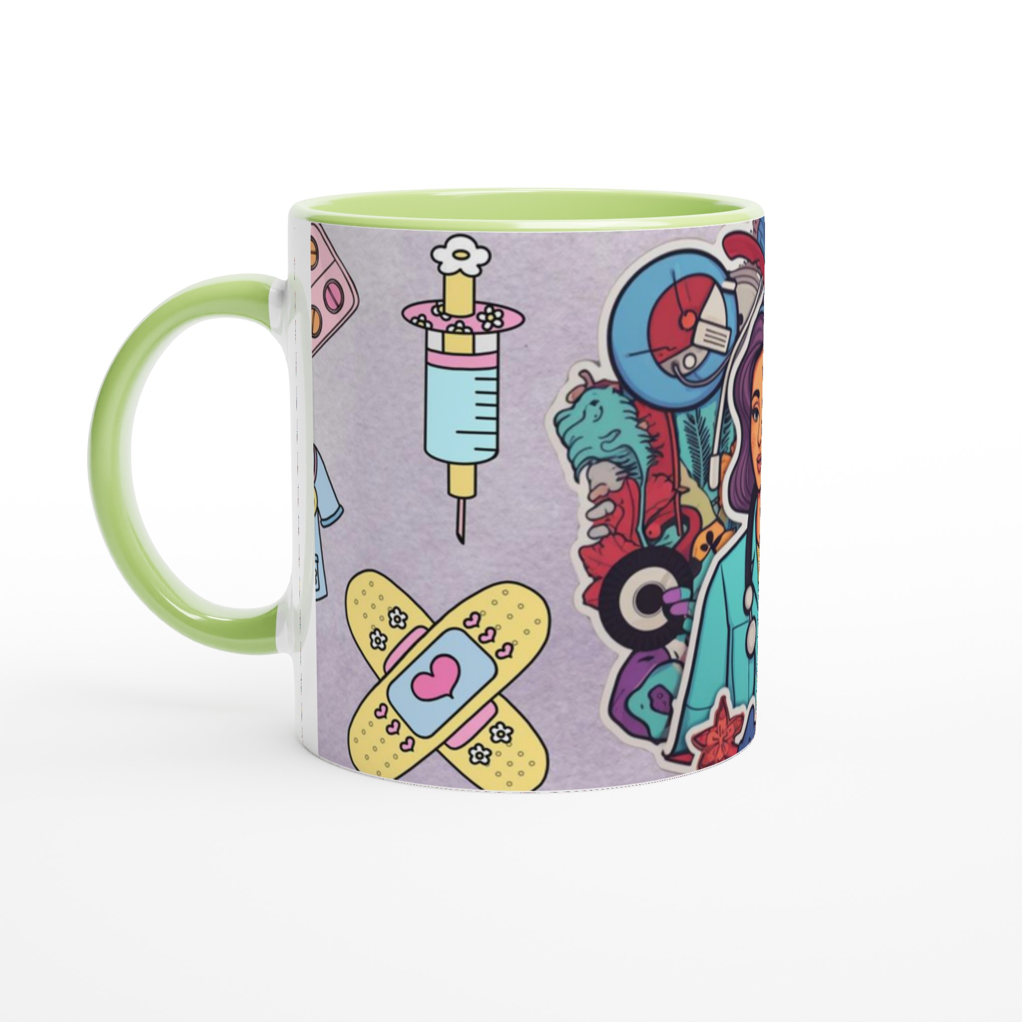 Vit 11oz keramisk mugg med färgstarkt hyllning till vårdhjältar – välj bland sju färgval 7 1f2dd455-0483-46f8-9fd0-c19d3ab37076