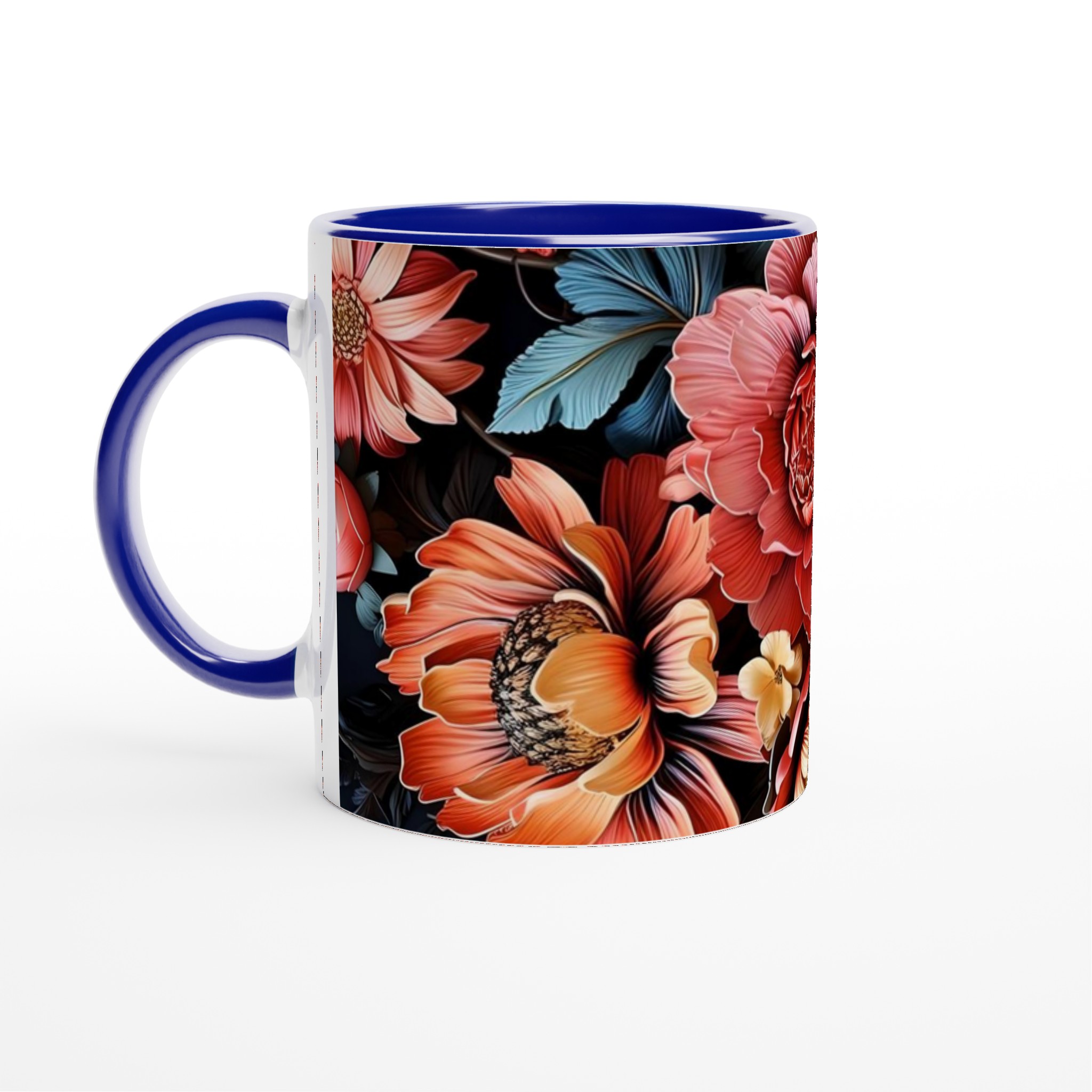 Eleganta 11oz keramikmuggar med blomsterprakt - välj bland sju stilfulla färger 2 1f454890-d008-4fce-a65f-b7d0c22de235