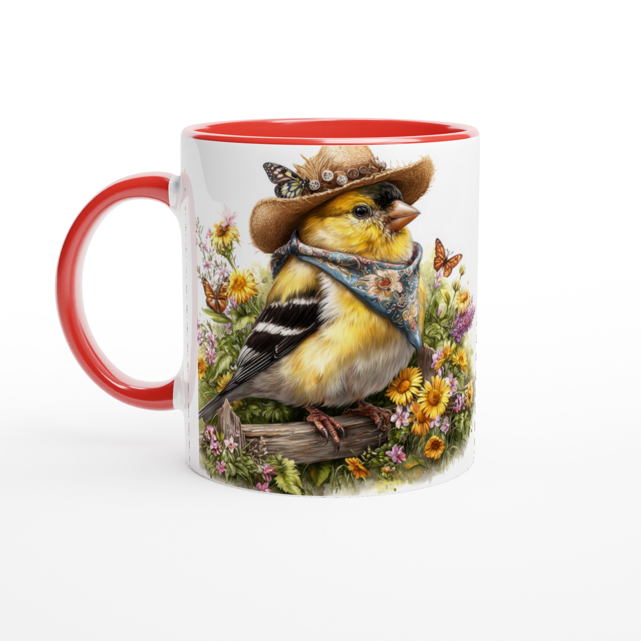Charmig 11oz keramisk mugg med fågel i hatt och blommor – välj bland sju färgstarka nyanser 5 1f6e37a8-1ad2-4e18-ab91-cdf83341ac2b