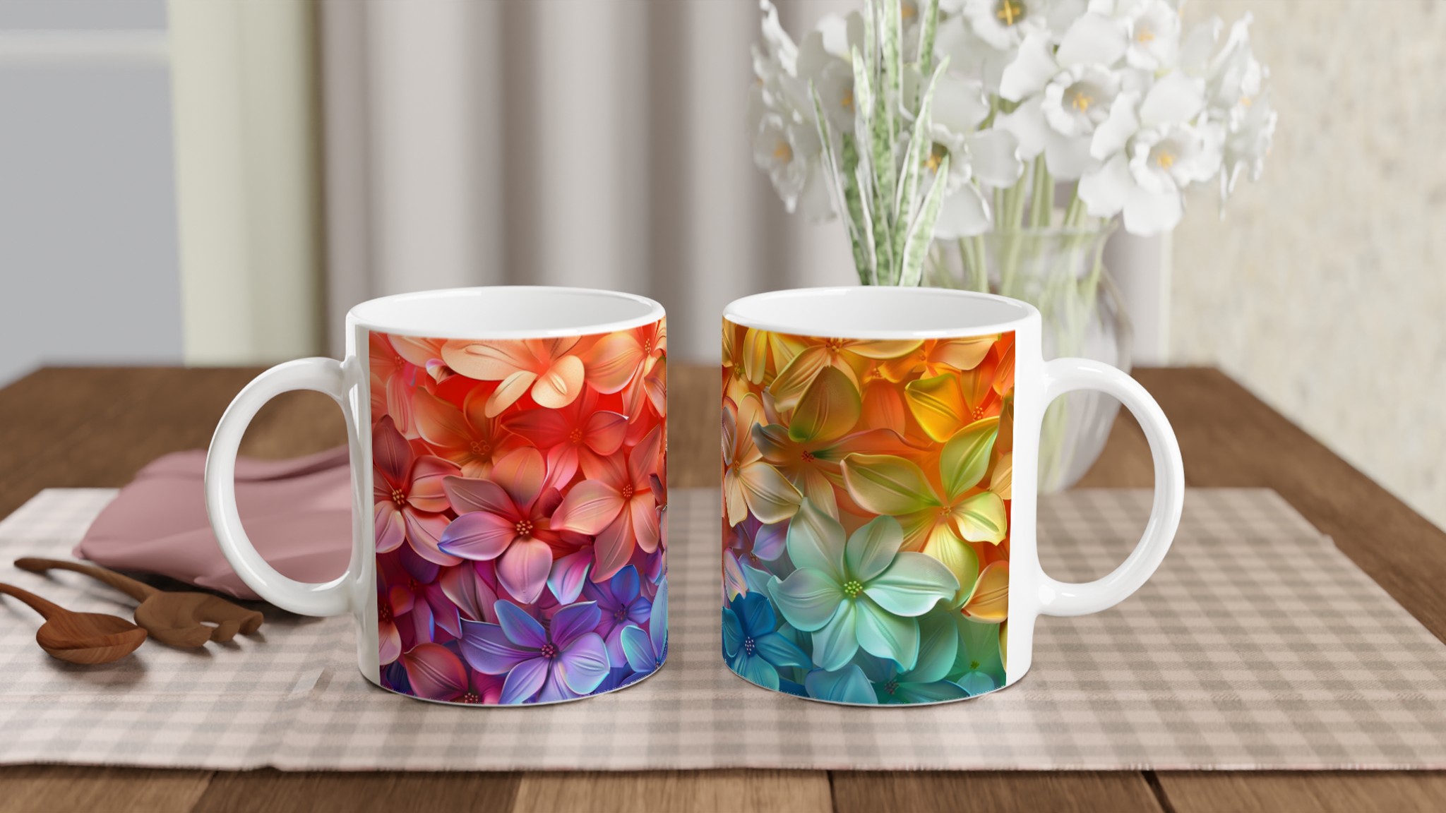 Färgsprakande Blomstermugg – 11 oz Keramisk Kaffemugg i Ditt Val av 7 Livfulla Nyanser 10 200e34bd-c705-4eae-906a-33b375201245