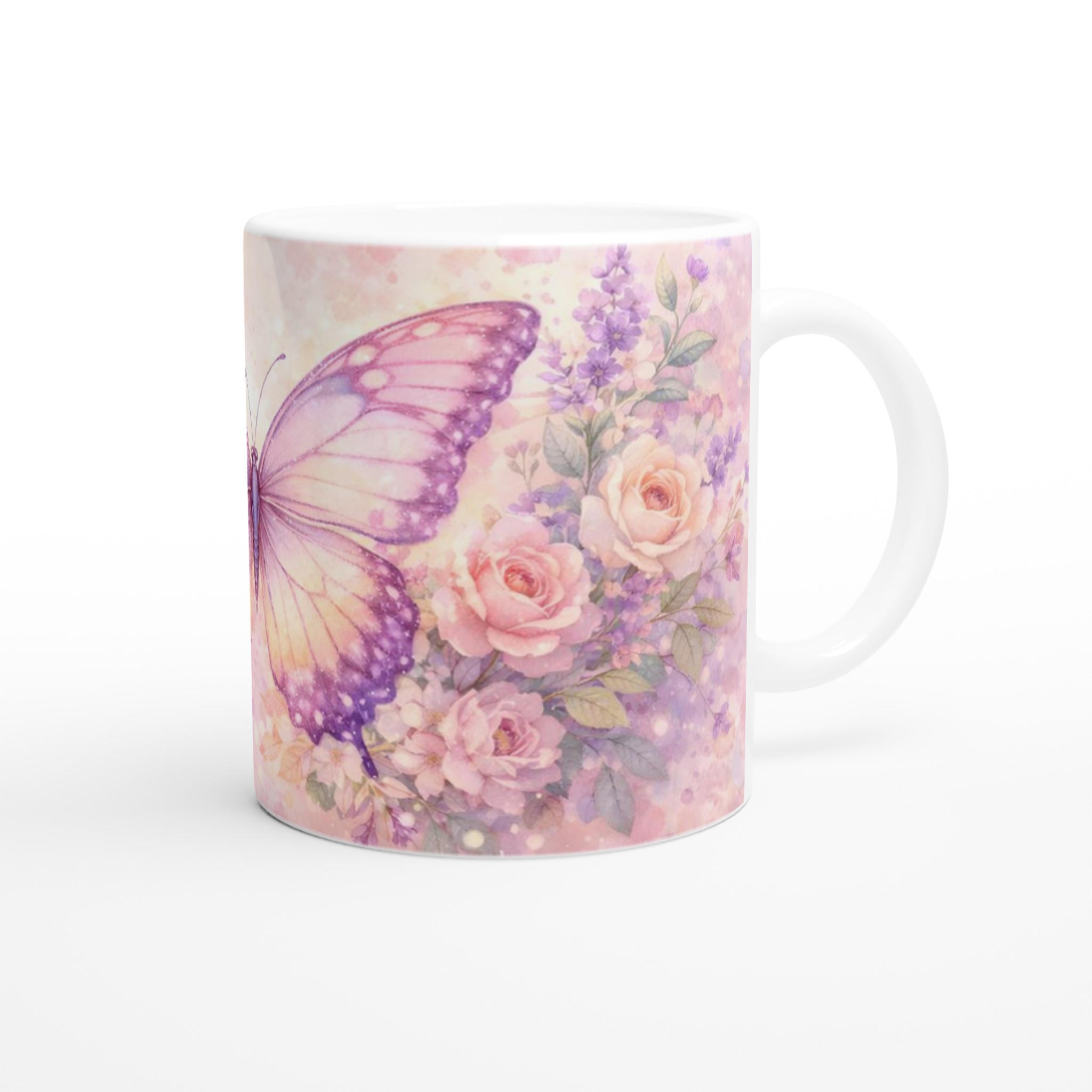 Elegant 11oz Ceramic Mug with Soft Pastel Butterfly & Floral Design 9 200f2fda-b28c-4104-8dcf-1f6a1df90f13