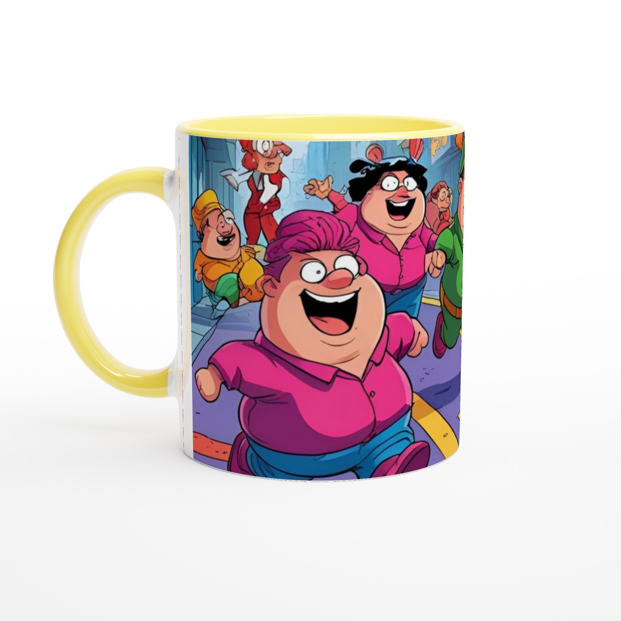 Vit 11oz keramisk mugg med glatt och färgstarkt designmotiv i flera livfulla kulörer 4 20345452-89d7-467c-a5d6-8f796e98ce76