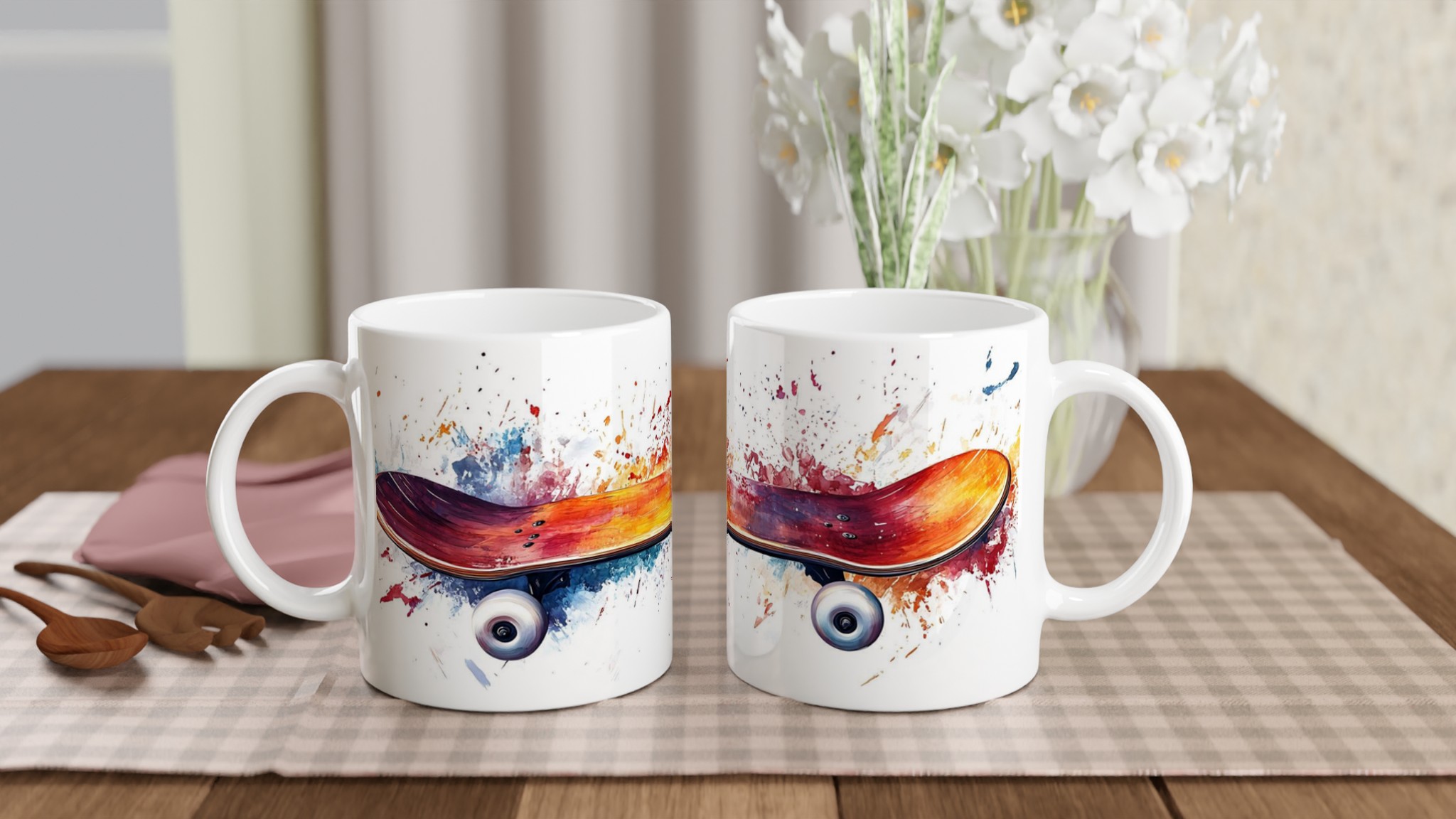 Skateboard Konst Mugg – Dynamisk Akvarell Design i Flera Färger, 11oz Keramisk Mugg 10 2077a3e8-785a-43c5-a840-33afce0e370c