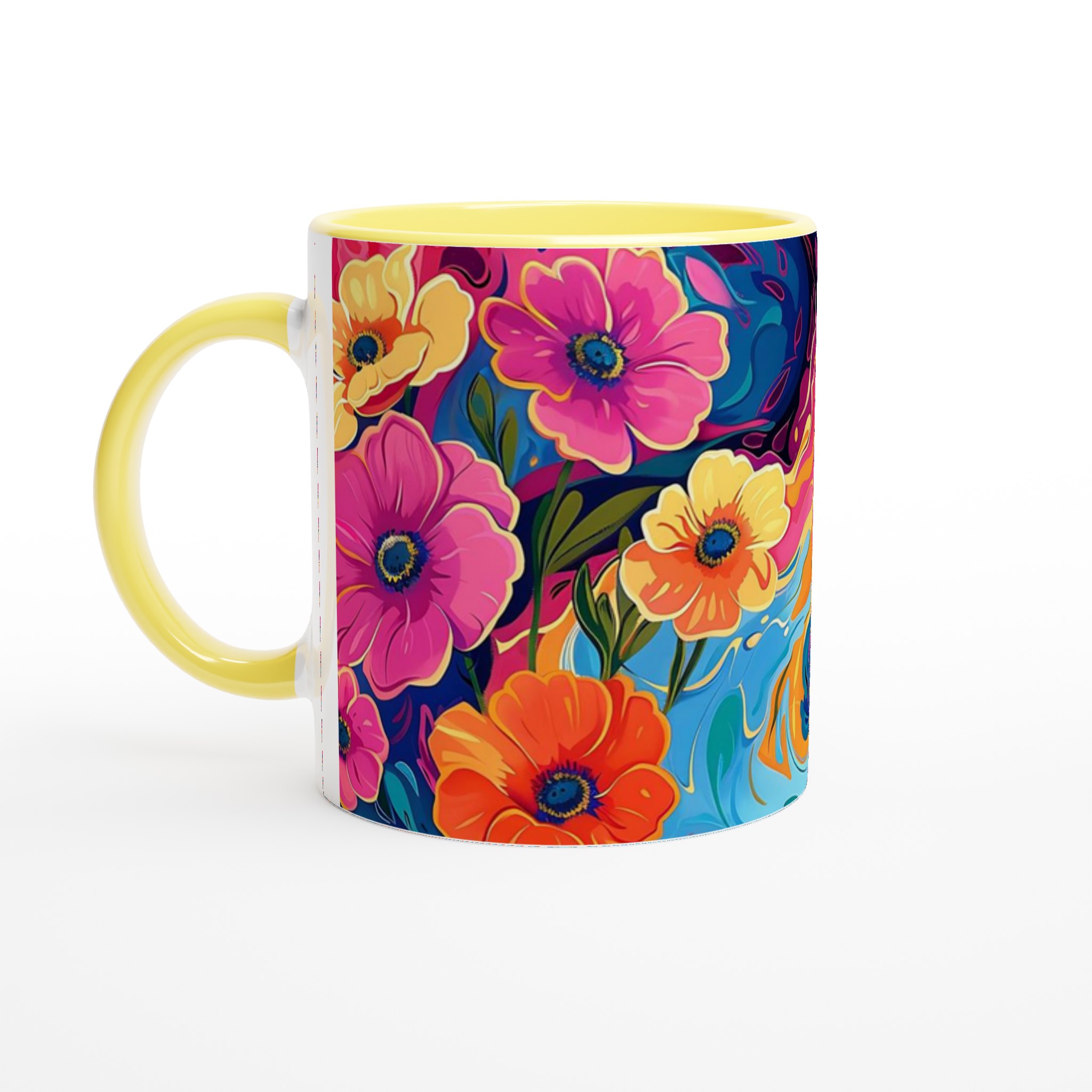 Abstrakt Blomsterprakt Mugg - Färgexplosion för Kaffe & Te i Flera Keramiska Nyanser 3 207cdb39-0858-42b1-9ba2-66ac975d6586