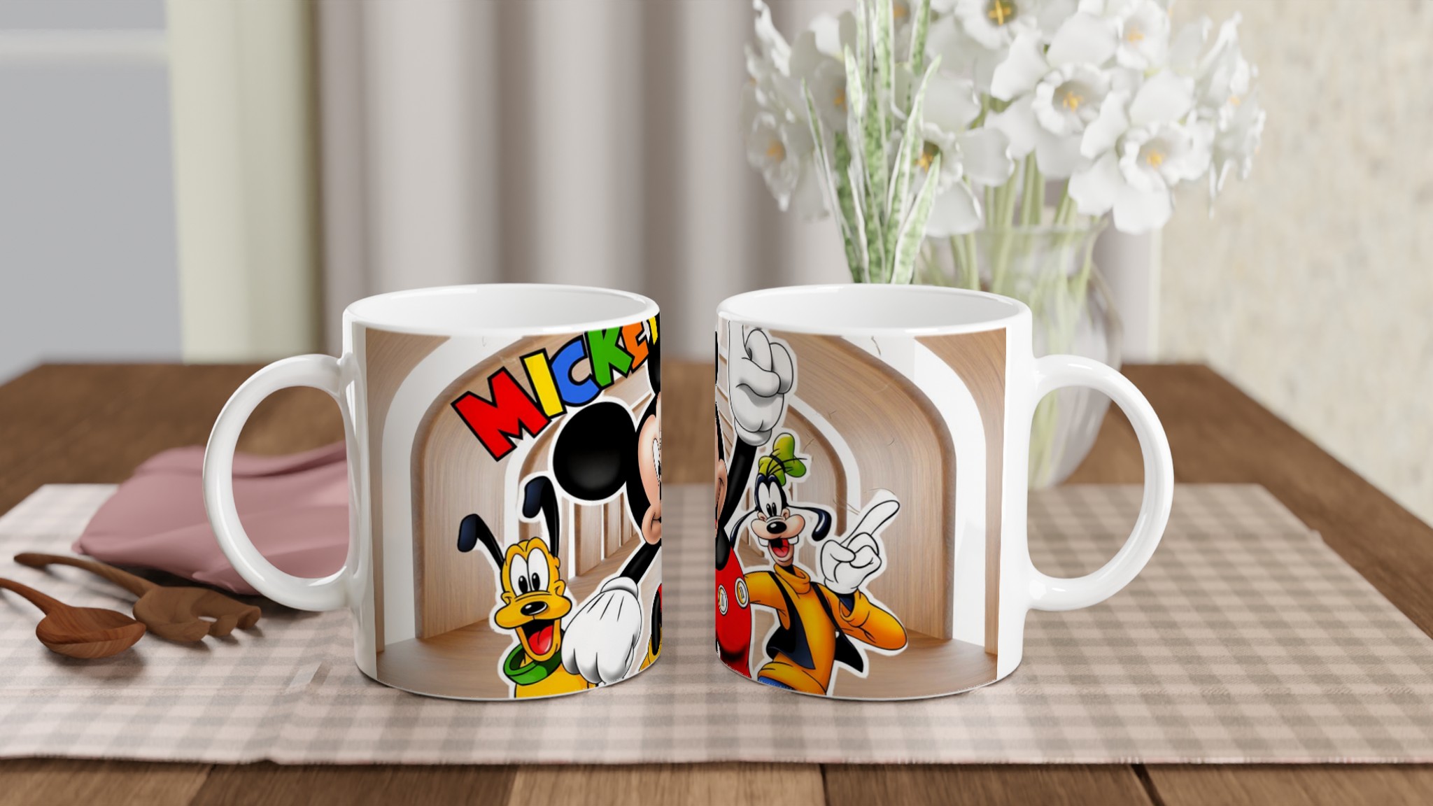 Vit 11oz keramisk mugg med färgstarkt Mickey & vänner-motiv i flera keramiska färger 10 20a6b396-a99e-4f82-8515-2a601349a7b3
