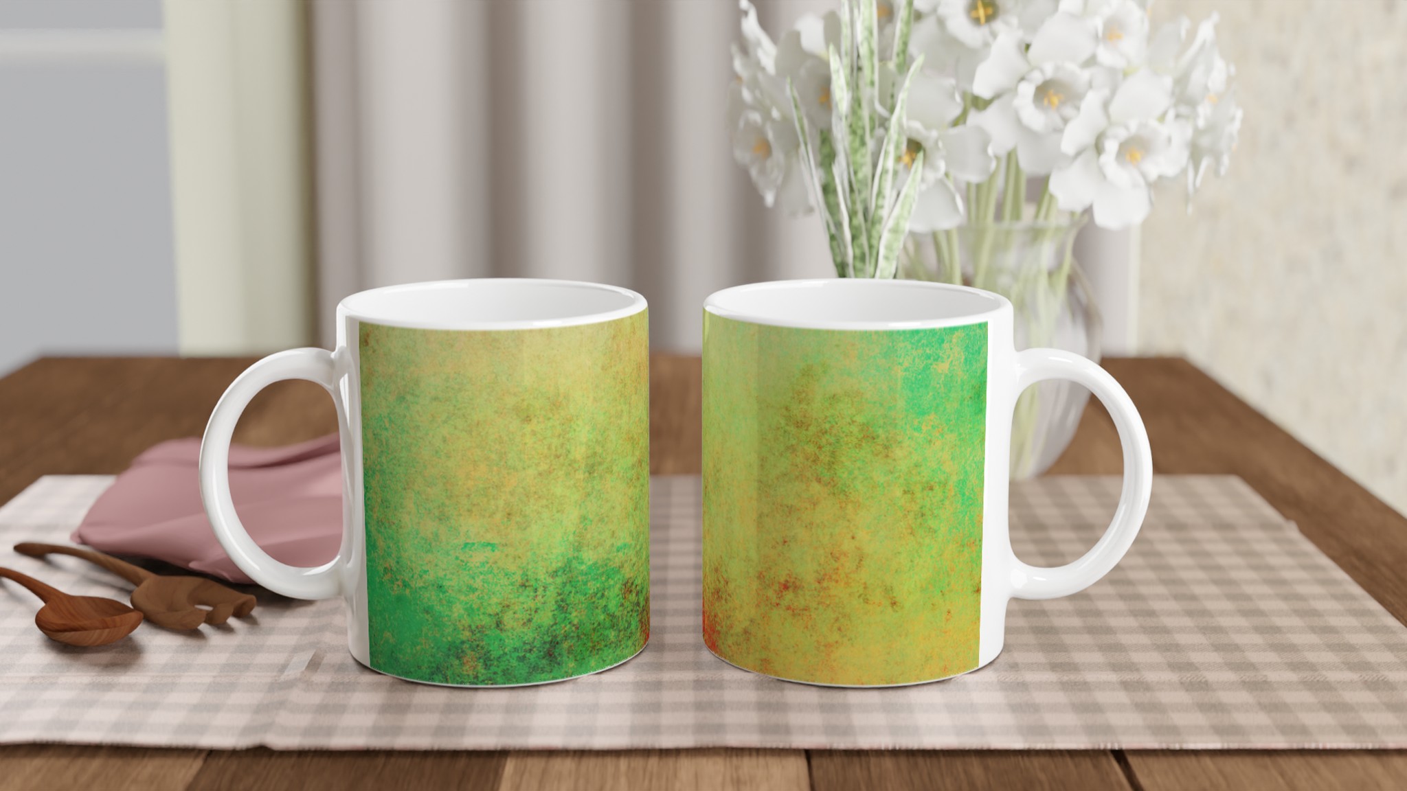 Vit 11oz keramisk mugg med färgstarkt abstrakt motiv – välj bland flera livfulla keramikkulörer 10 20ba42b2-7137-4052-82df-8ffbb1666e68