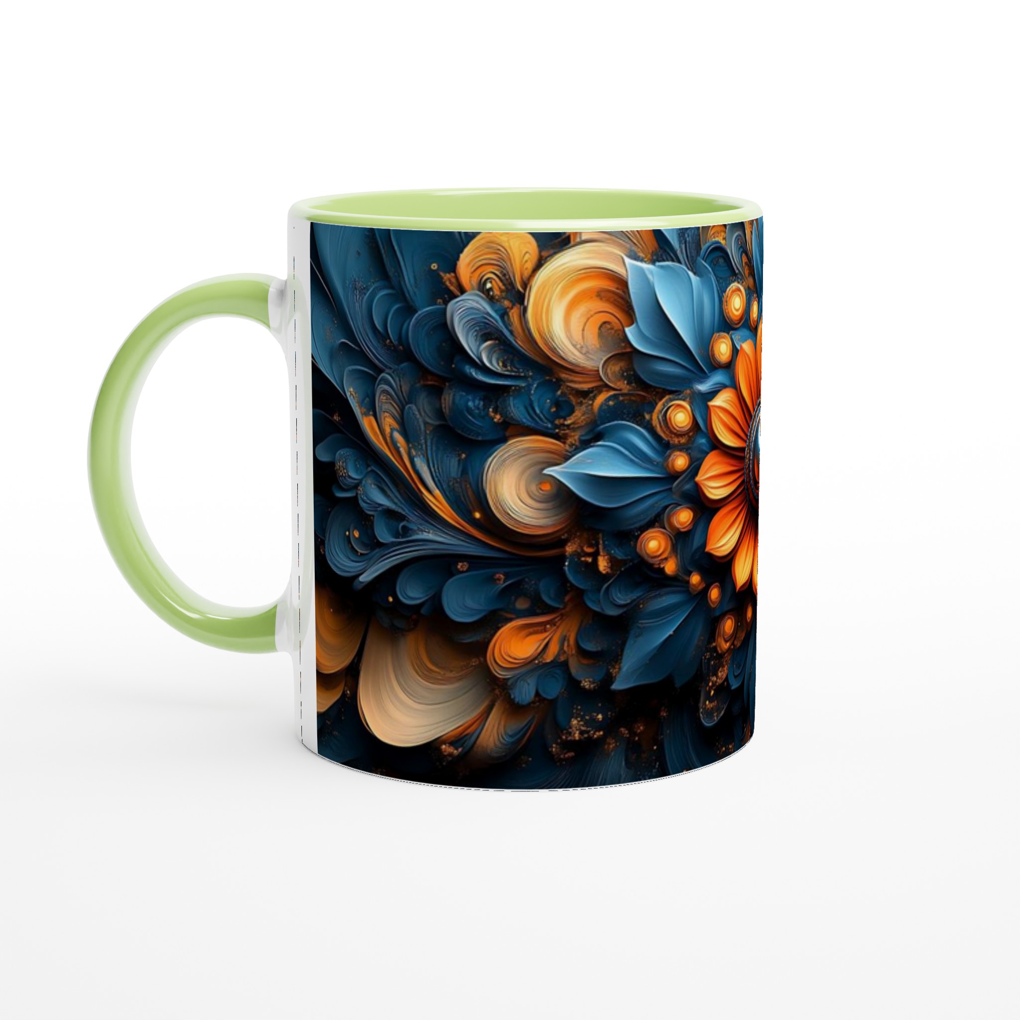 Abstrakt Blommig 11oz Keramisk Mugg – Konstnärlig Design i Blått & Orange, Välj Din Favoritfärg! 7 20c40db5-4056-4b79-a8d4-e6c918403df5