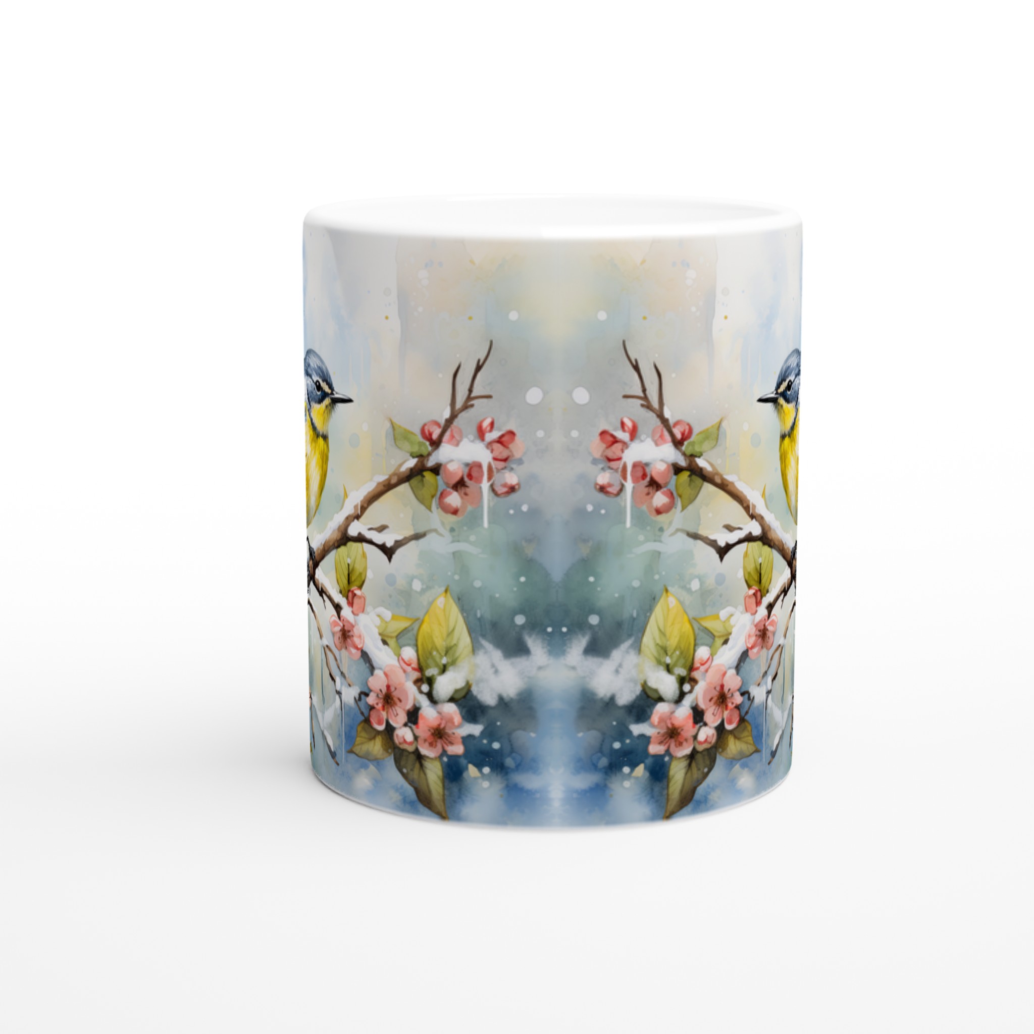 Vit 11oz keramisk mugg med fängslande vinterfågelmotiv i sju färgstarka nyanser 8 20f2c188-ec92-4c1b-bae7-c9ed16d28038