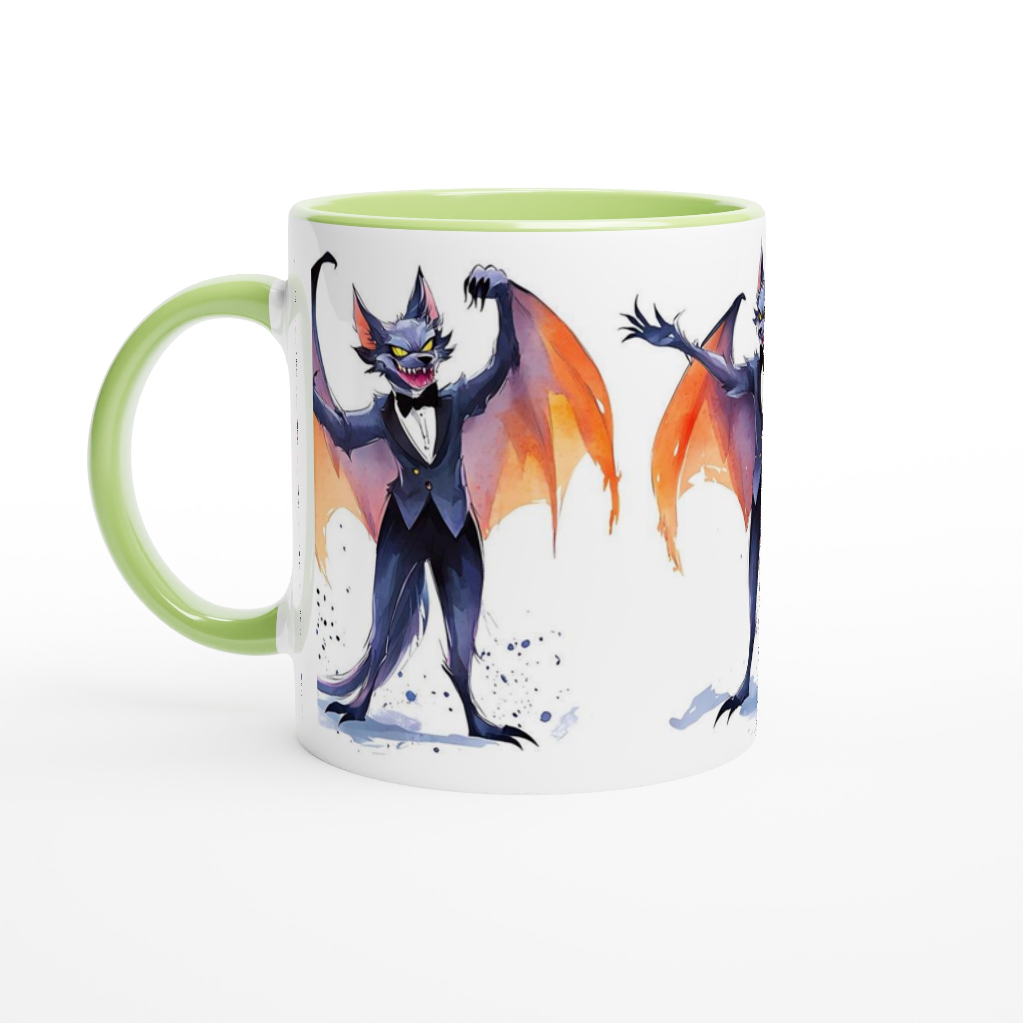 Mystisk Fladdermus Akvarell Mugg - Unikt Tryck med Vibrerande Färger | 11oz Keramisk Kaffekopp 7 218906e3-b389-466e-8eaa-8ad741c24bf4