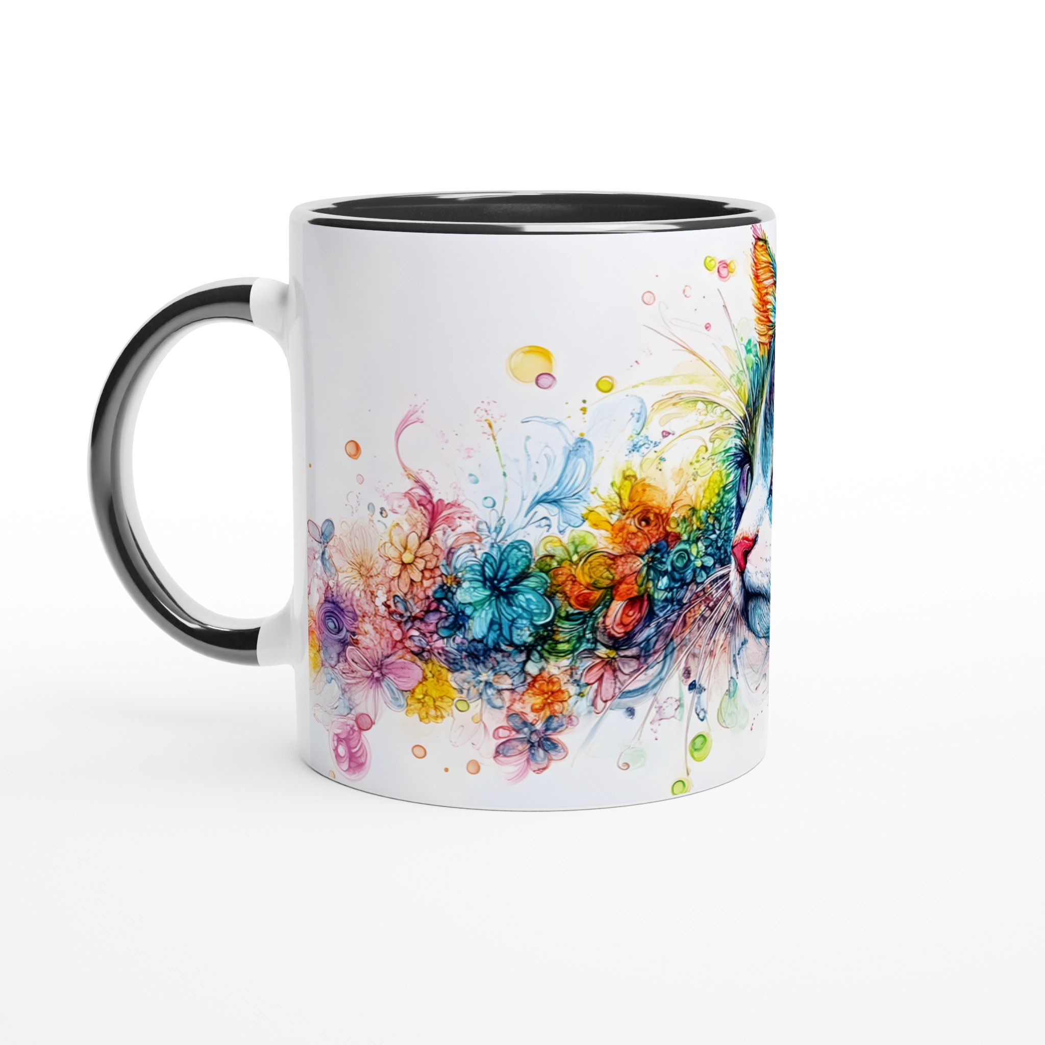 Färgsprakande Katt & Blommor Keramikmugg – Konstnärlig Design i Välj din Färg, 11oz 4 219960ad-64fb-4ada-8887-86854eae403e