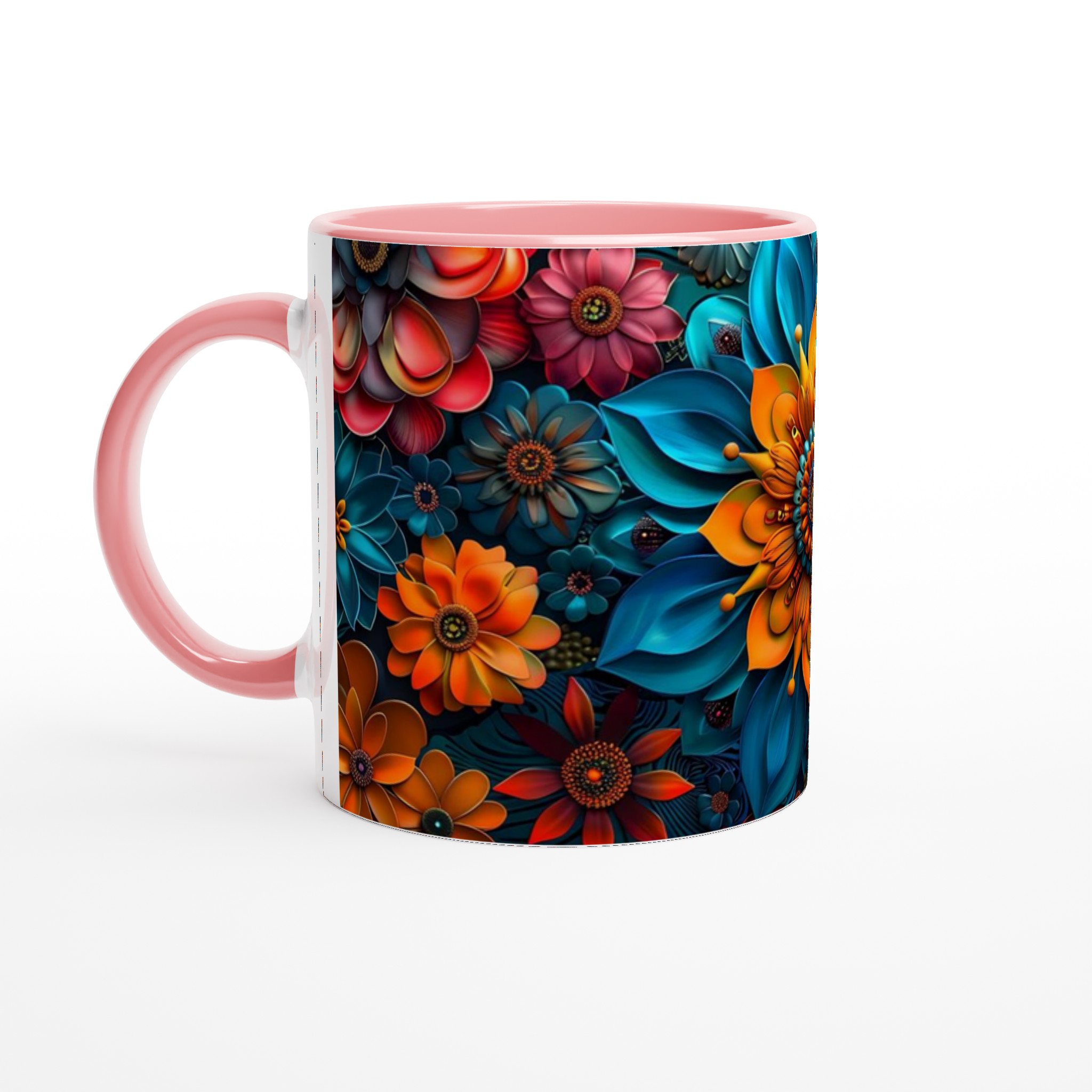 Mångfärgad blommig keramikmugg – 11 oz premiummugg i ditt val av sju livfulla färger 6 21c84c69-e434-4d64-a469-f814db5eb8cb