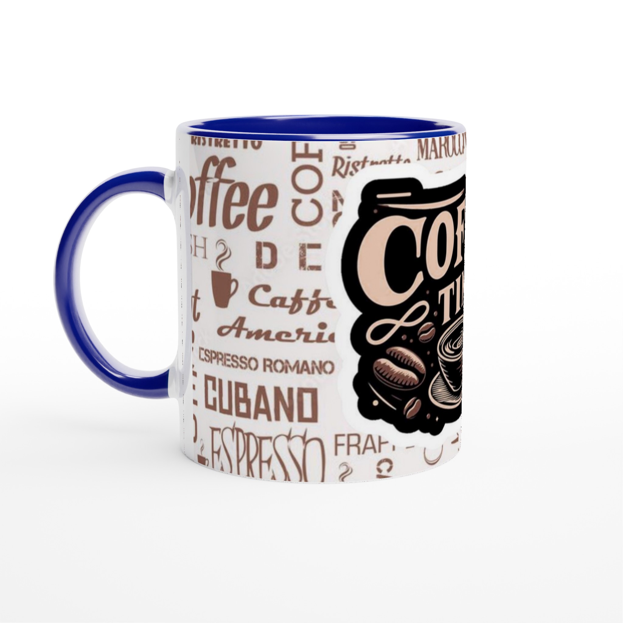 Vit 11oz keramisk mugg med ”Coffee Time”-design i tidlöst kaffeinspirerat uttryck 2 21d99ebc-62b3-4677-84b1-0202b0d2a05e