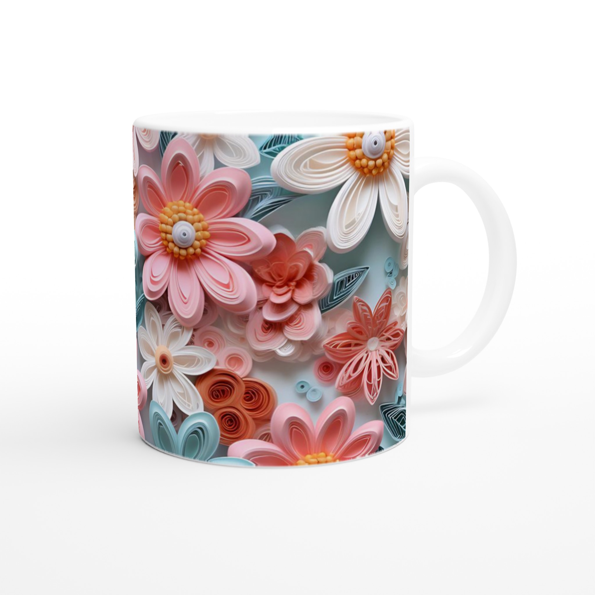 Stilren Vit 11oz Keramisk Mugg med Blommig Pastellpalett – Välj Din Färg 9 21da7cff-d8da-46d6-a396-3e2da9e4091b