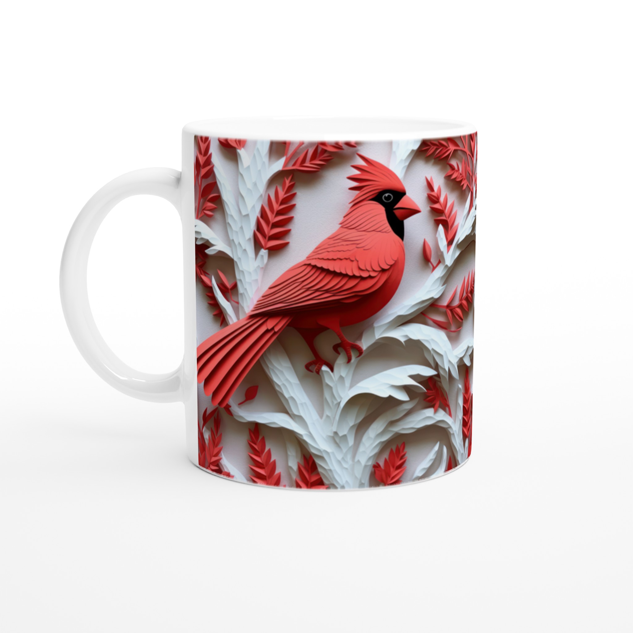 Vit 11oz keramisk mugg med elegant röd kardinal – finn din färg och glans 1 21f09770-56d0-400a-85a3-7a4f115bf88a