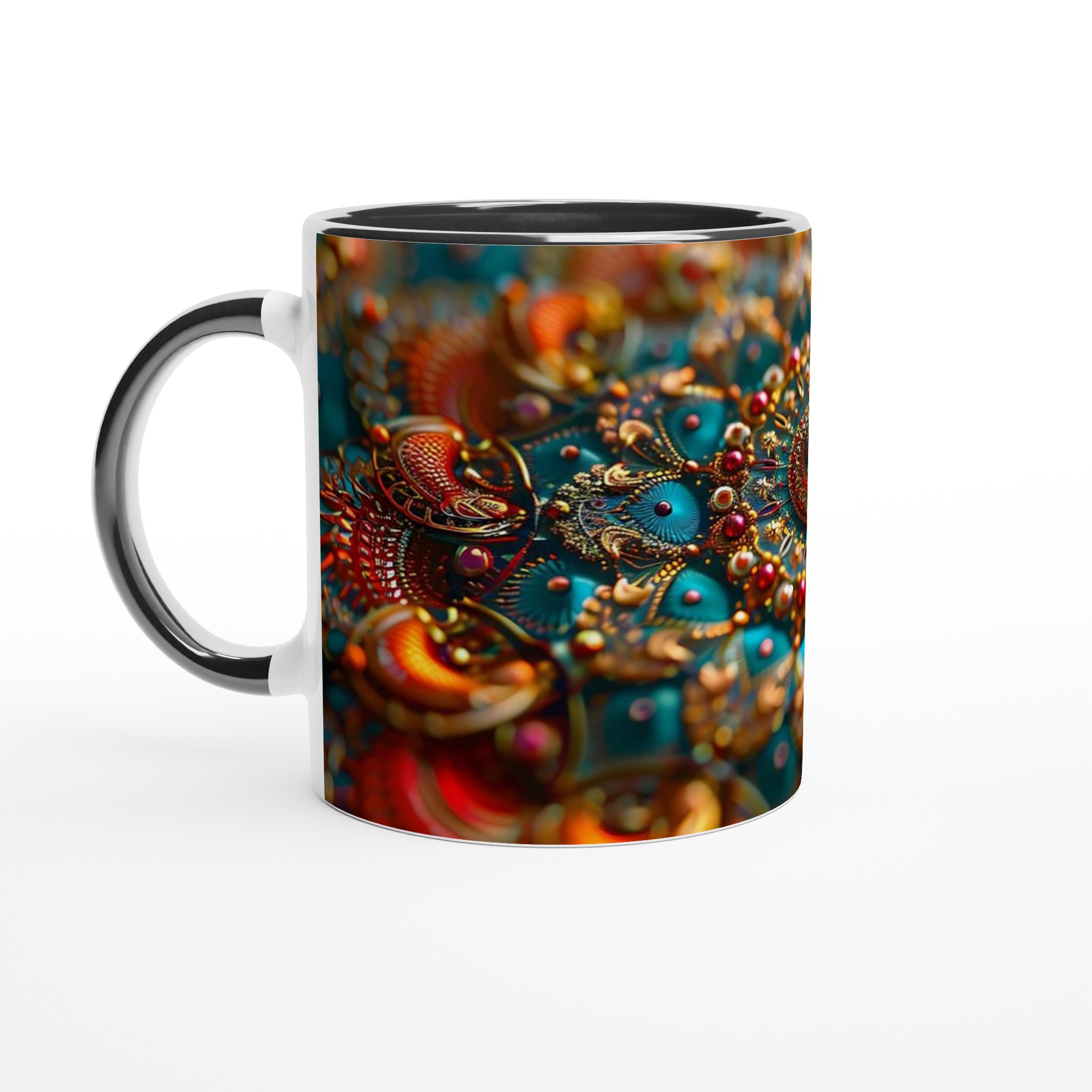 Mångfärgad Mandalainspirerad 11oz Keramikmugg – Vibrerande Design & Lyxiga Detaljer 4 21ffd0ef-a80f-4507-aab1-2b57df471977